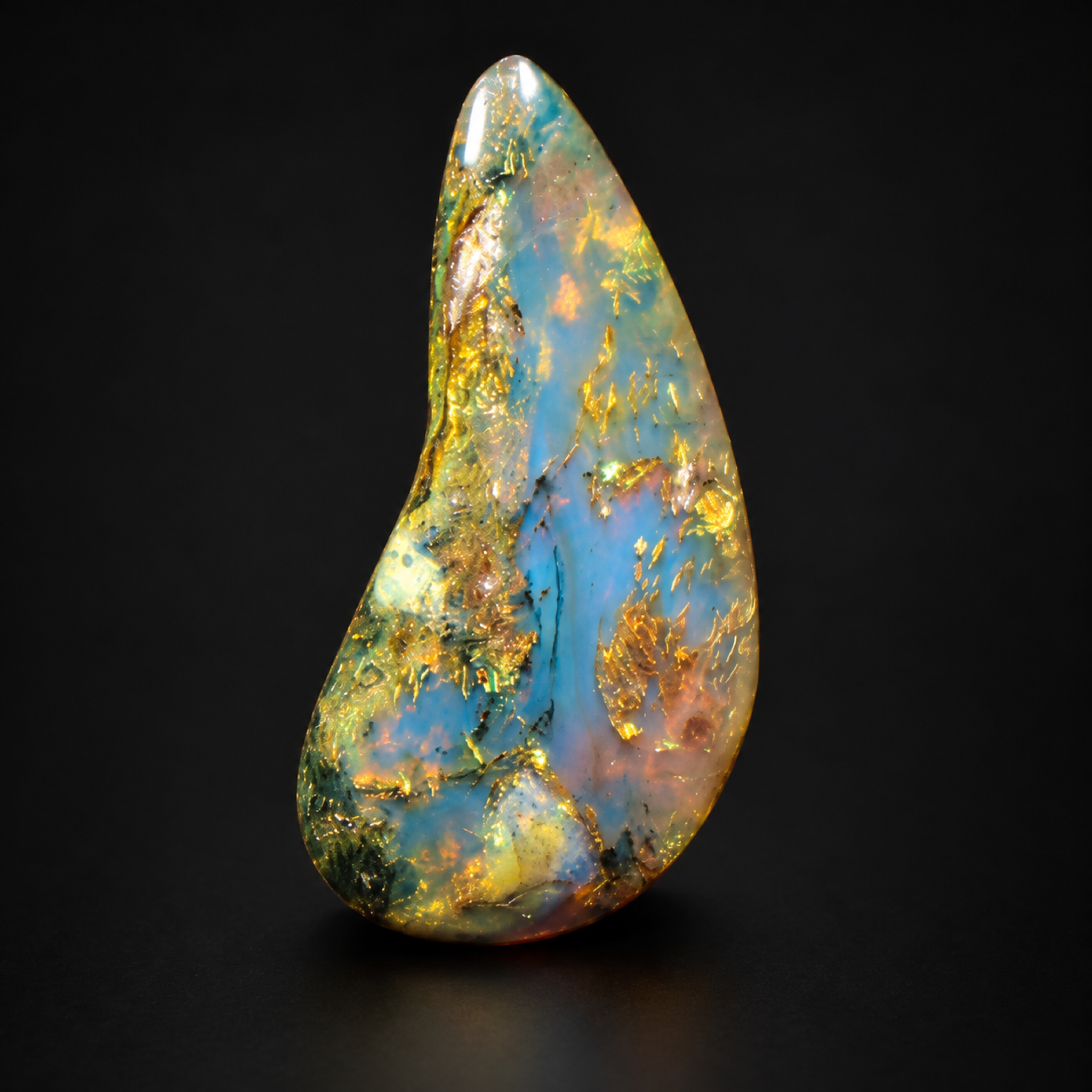 Pure natural deep blue polished Dominican amber – photo 7