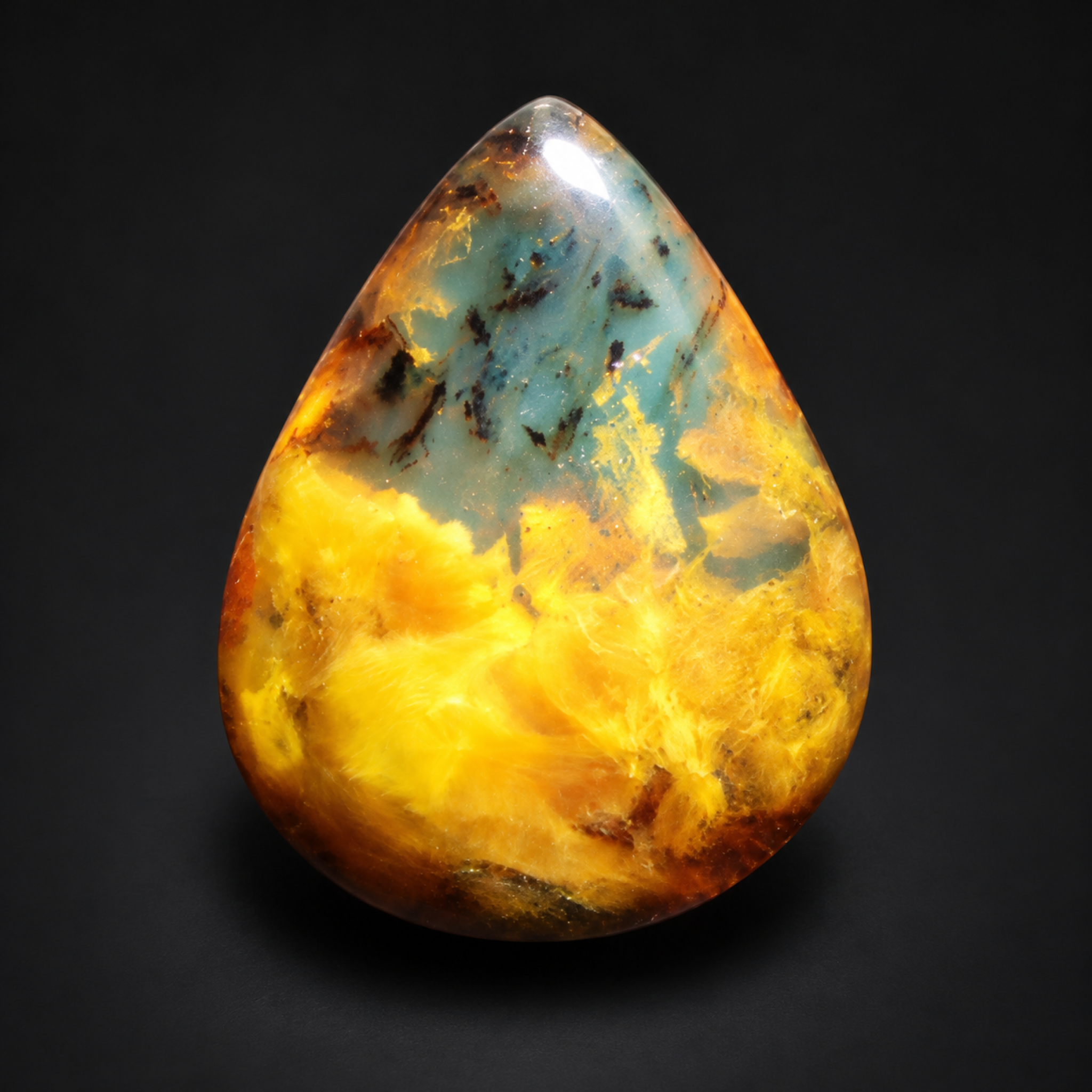 Pure natural deep blue polished Dominican amber – photo 2