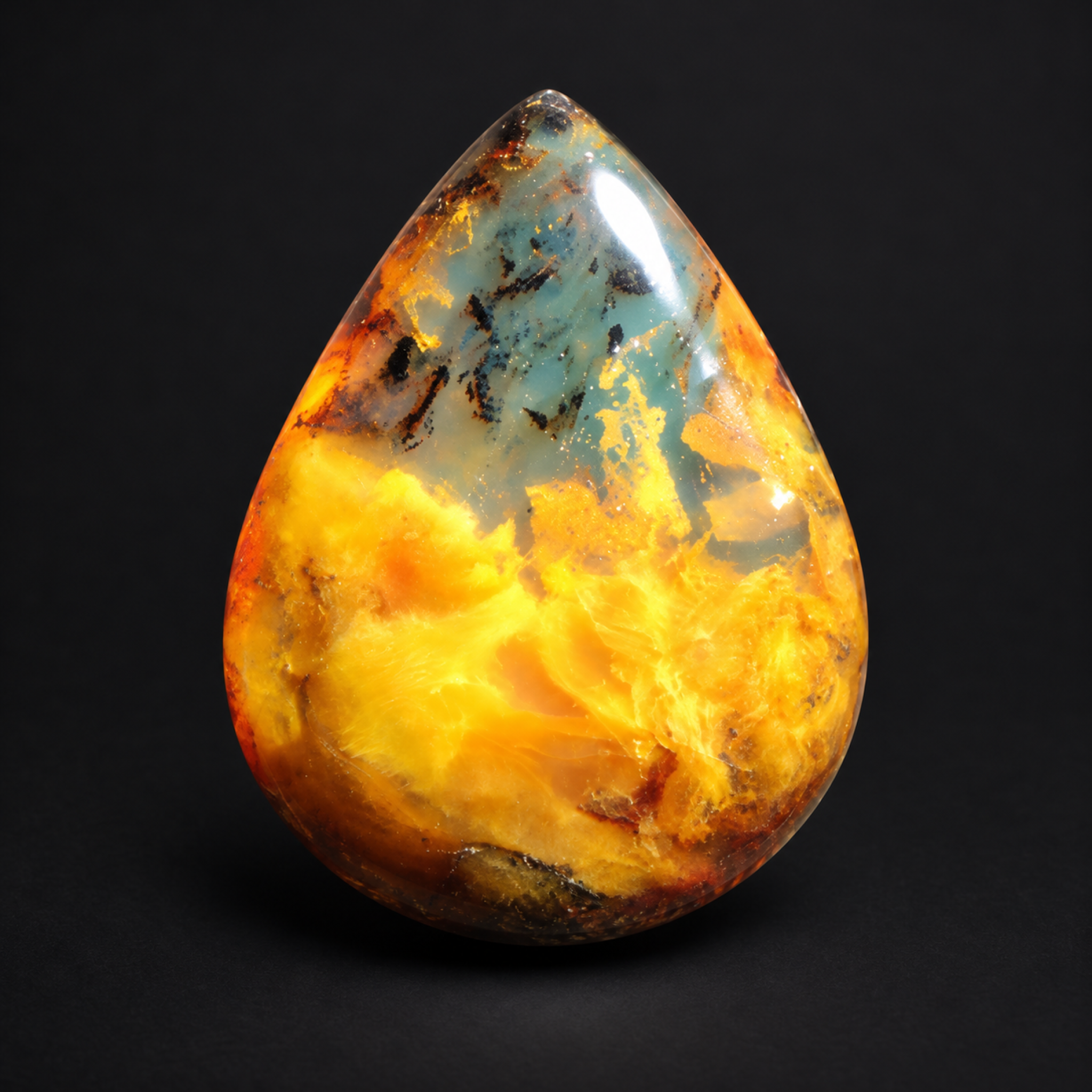 Pure natural deep blue polished Dominican amber – photo 3