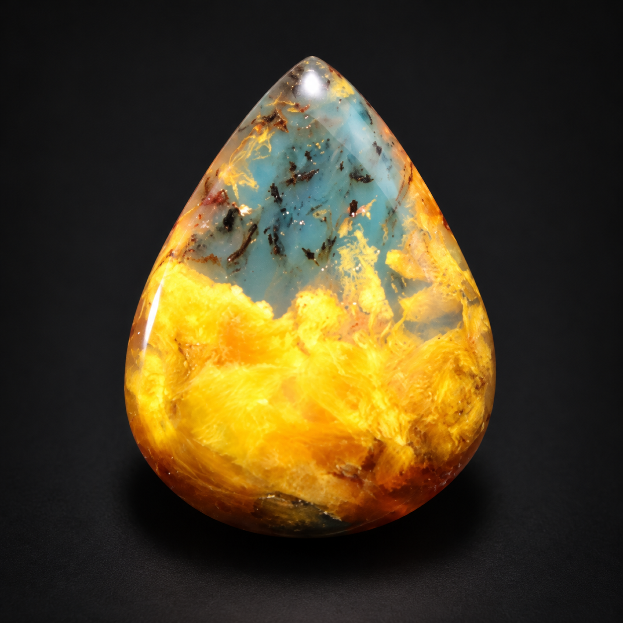 Pure natural deep blue polished Dominican amber – photo 8