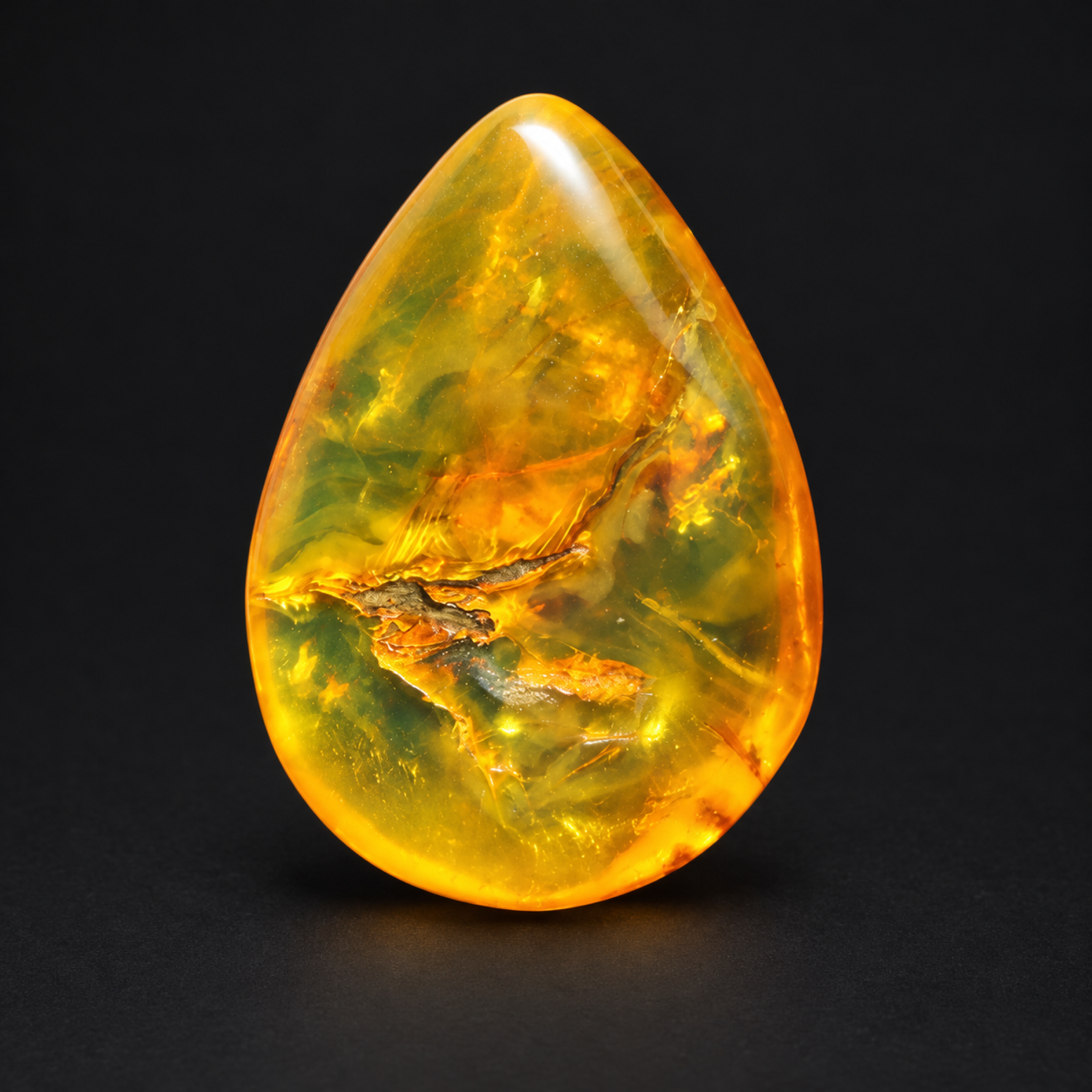Pure natural orange green polished Dominican amber – photo 4