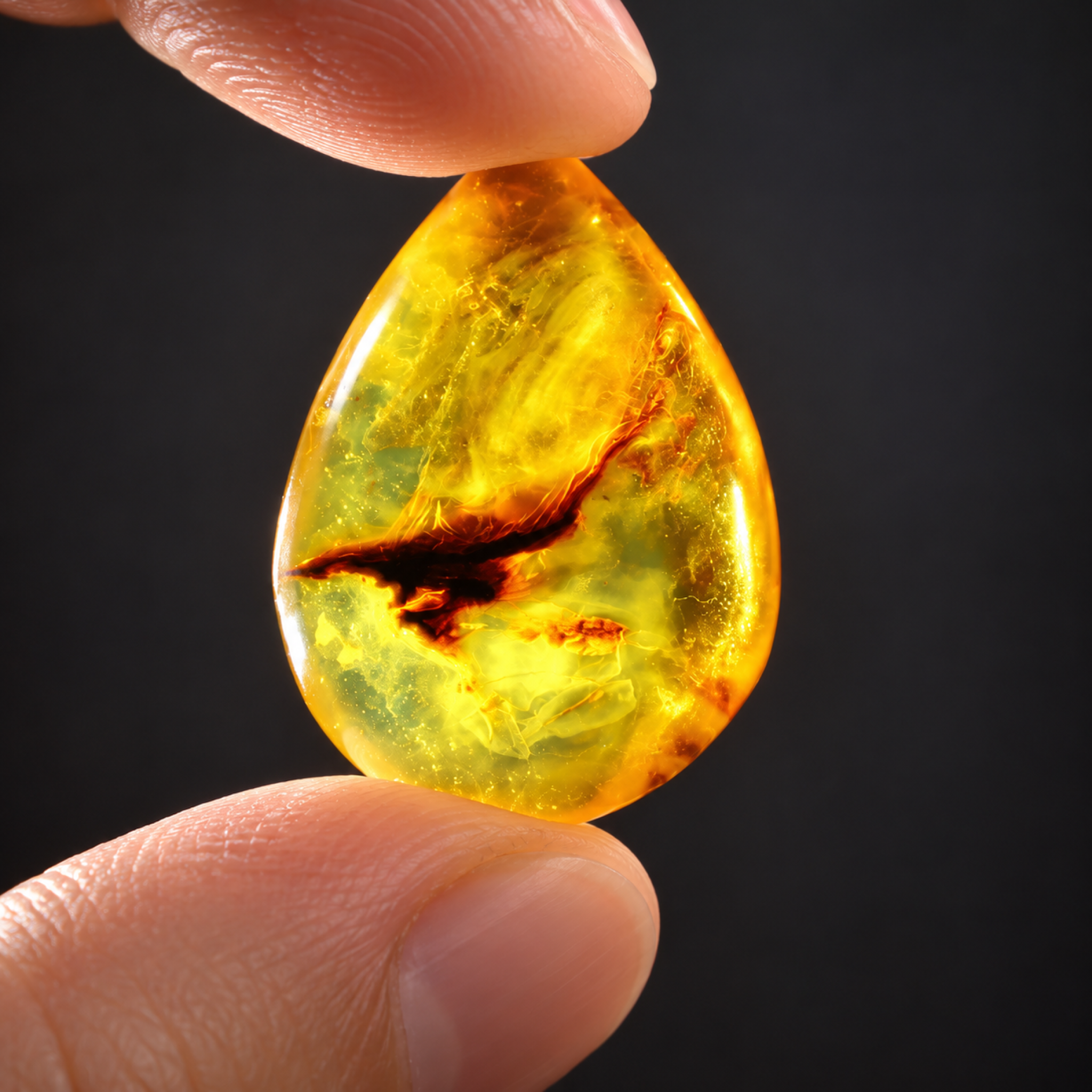Pure natural orange green polished Dominican amber – photo 5