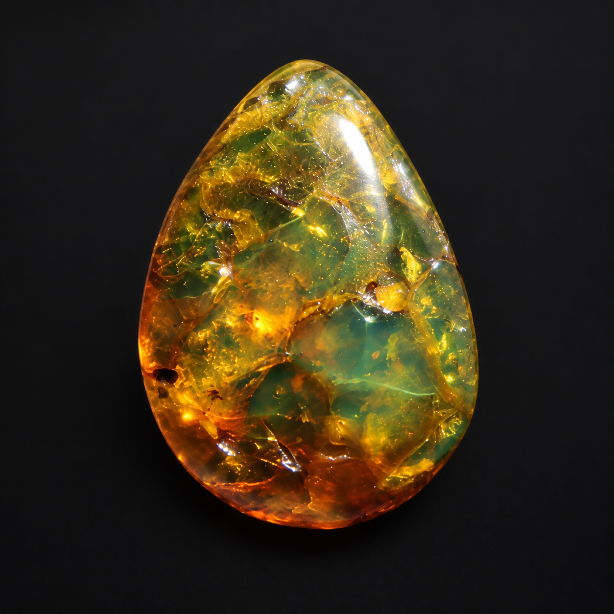 Natural orange green polished Dominican amber – photo 2