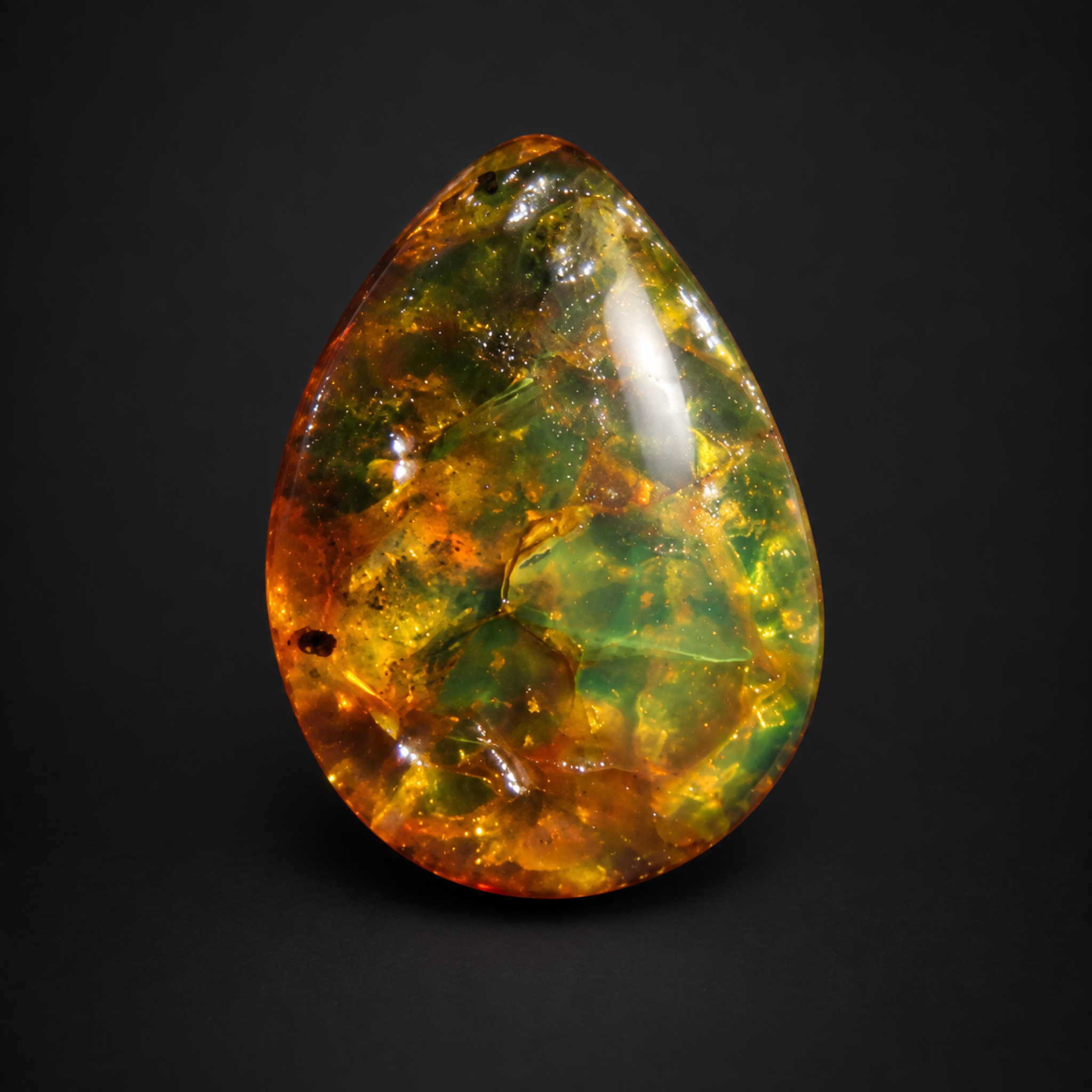 Natural orange green polished Dominican amber – photo 6