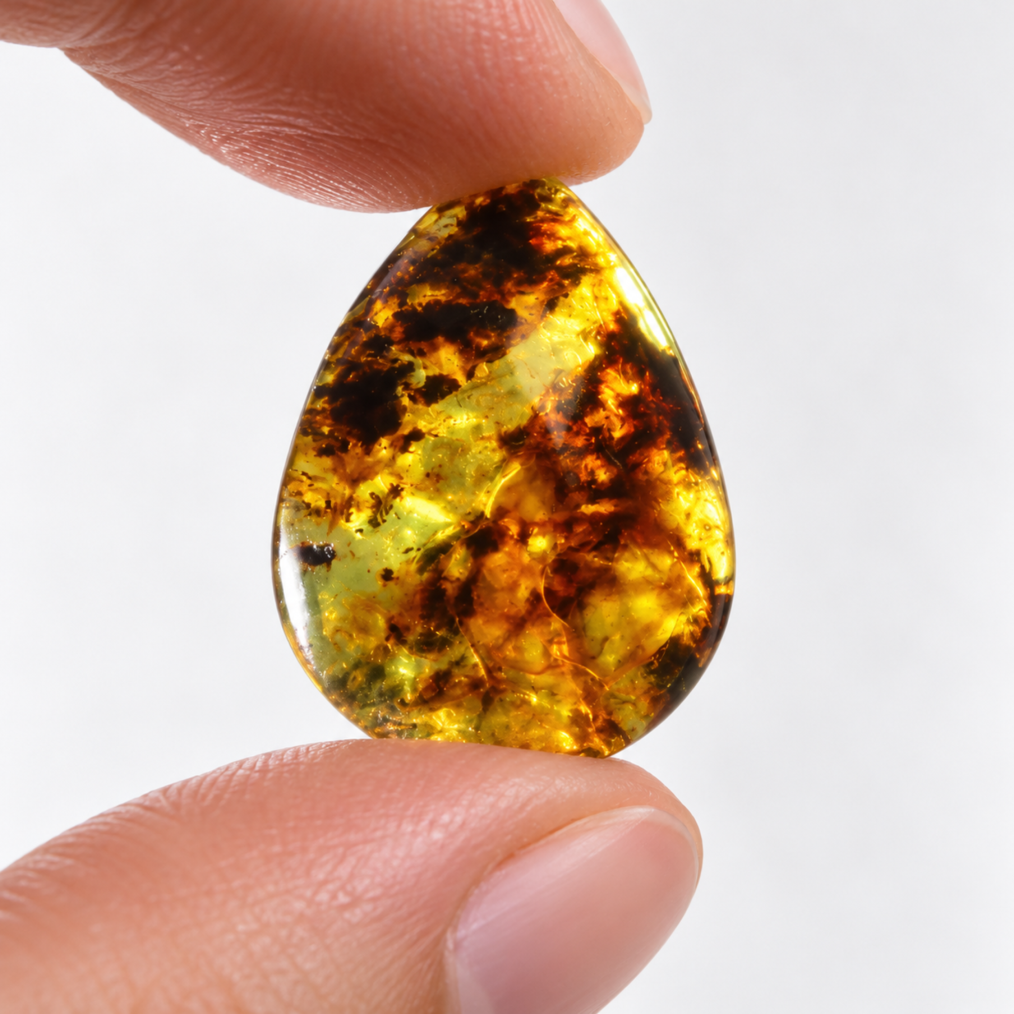 Natural orange green polished Dominican amber – photo 10