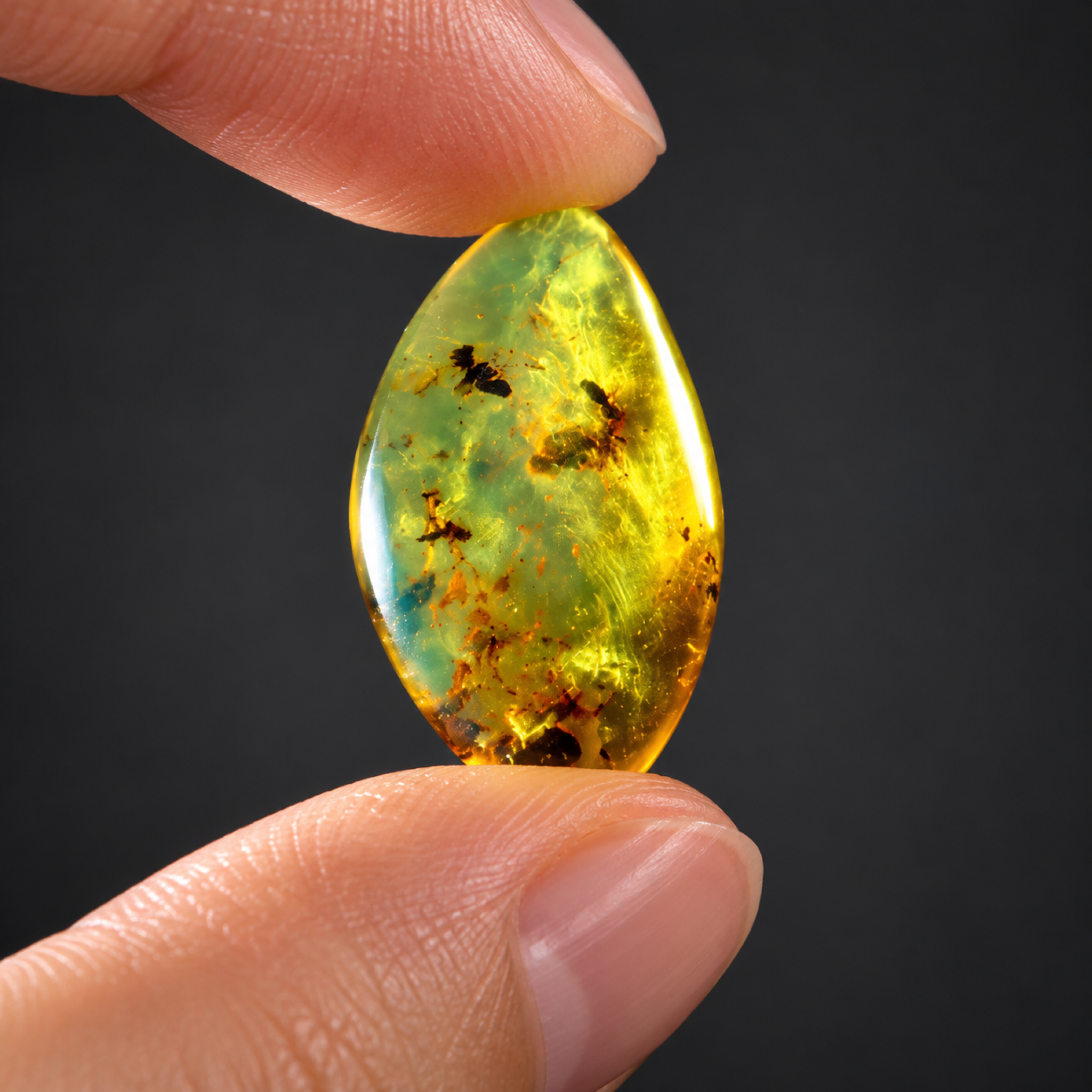 Natural green blue polished Dominican amber – photo 7