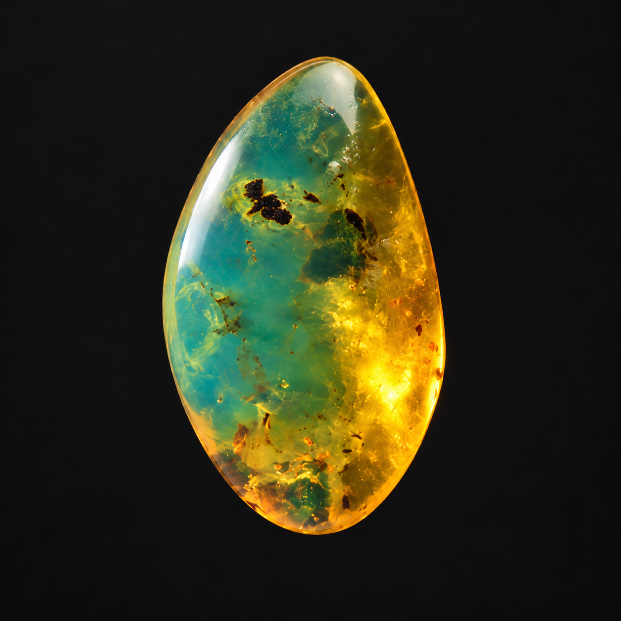 Natural green blue polished Dominican amber – photo 8