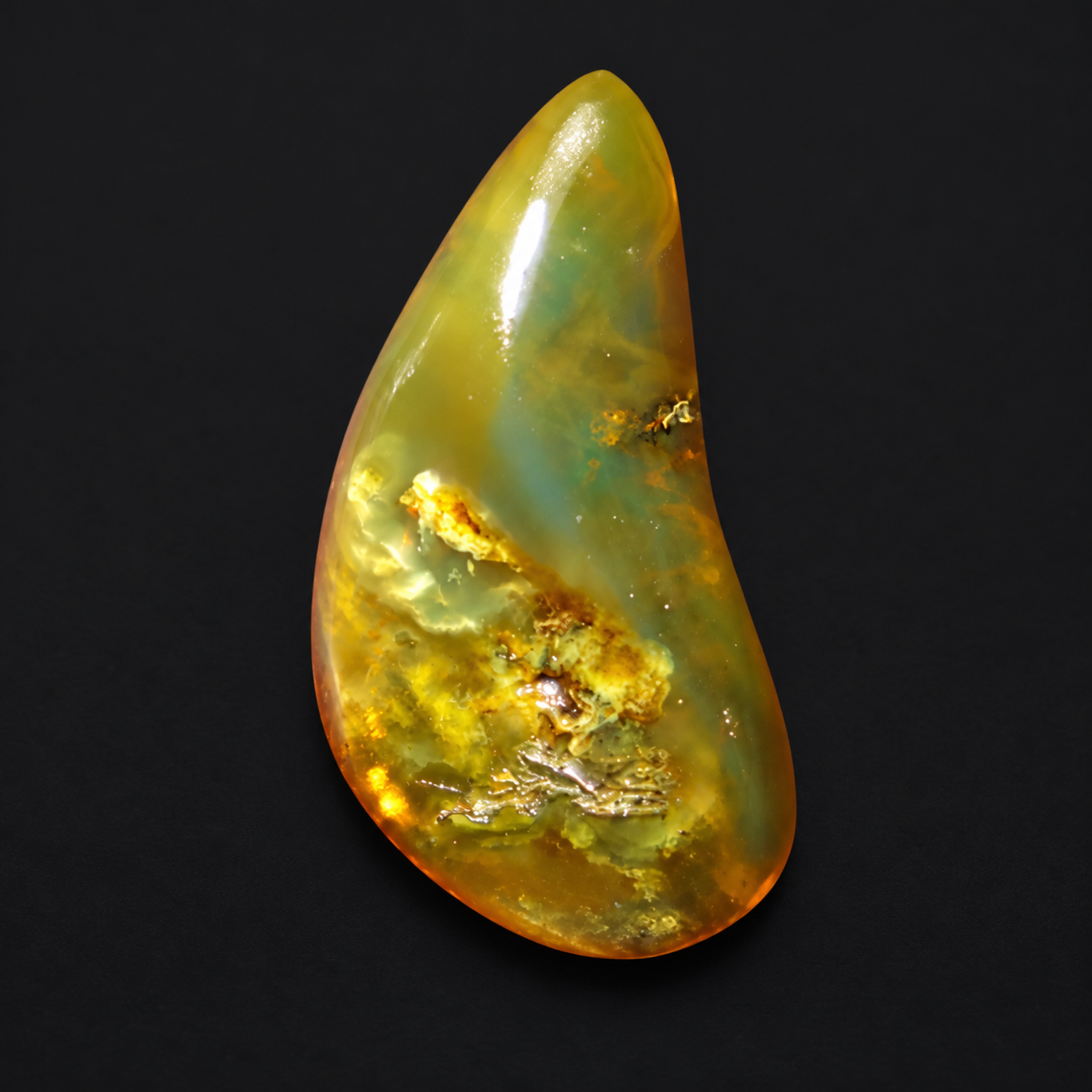 Natural yellow green polished Dominican amber