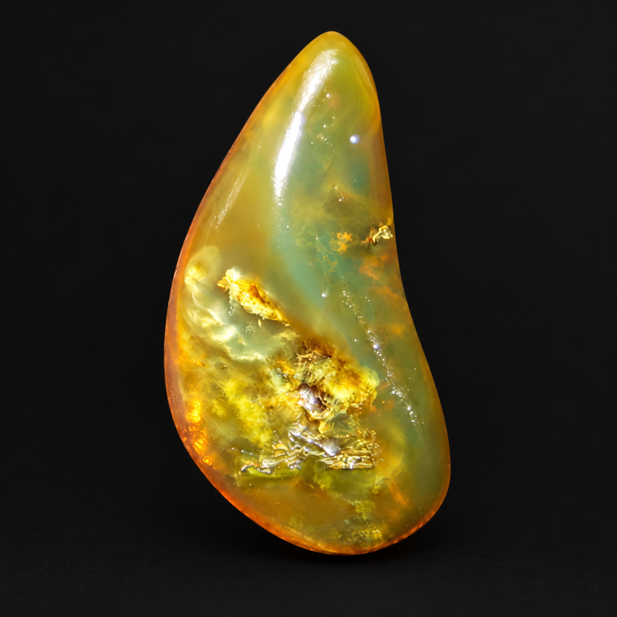 Natural yellow green polished Dominican amber – photo 7