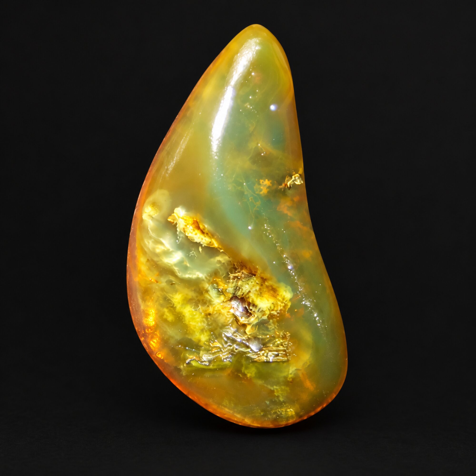 Natural yellow green polished Dominican amber – photo 7