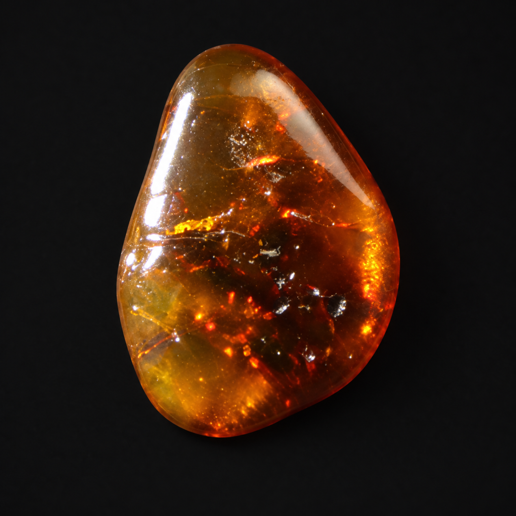 Natural yellow red polished Dominican amber