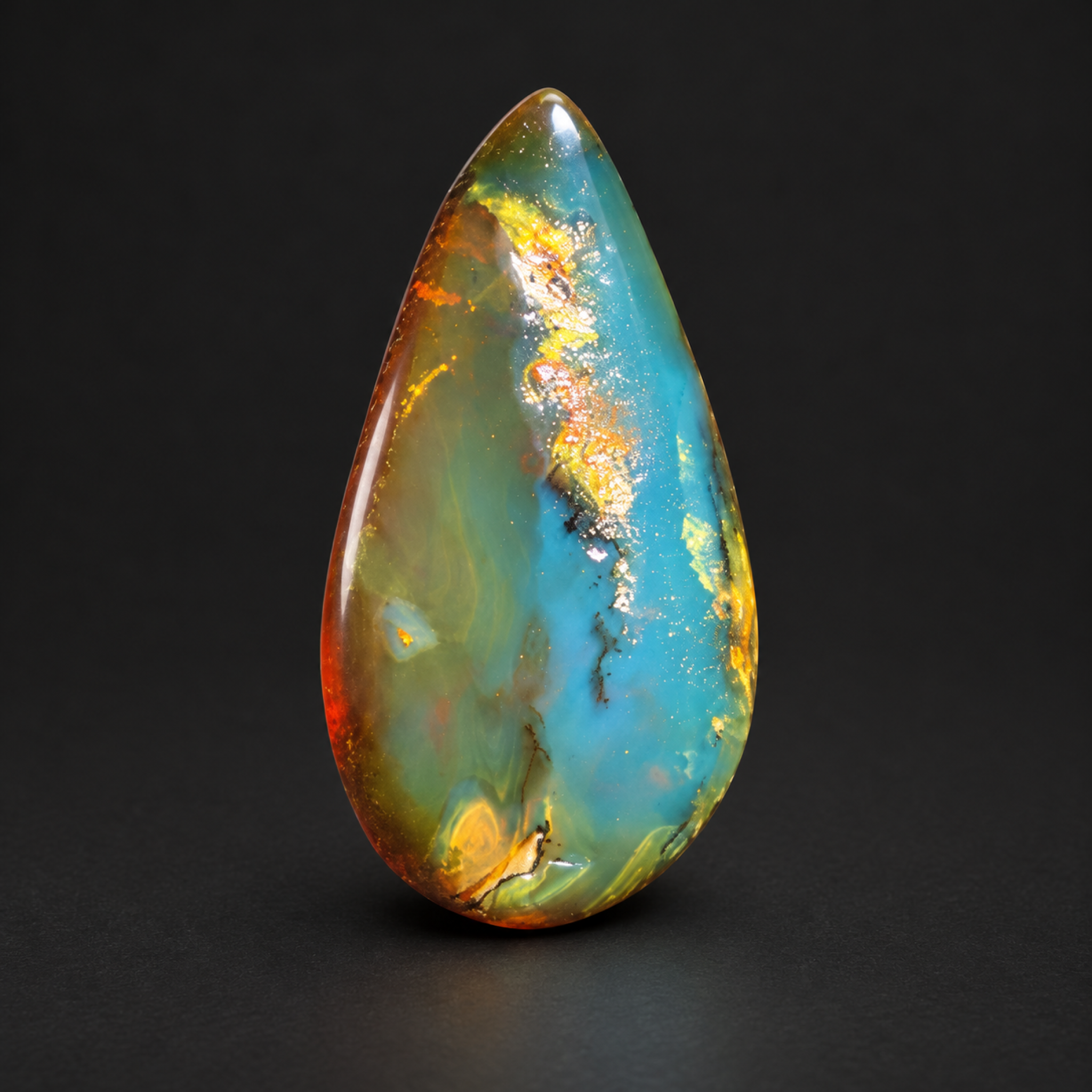 Natural red blue polished Dominican amber