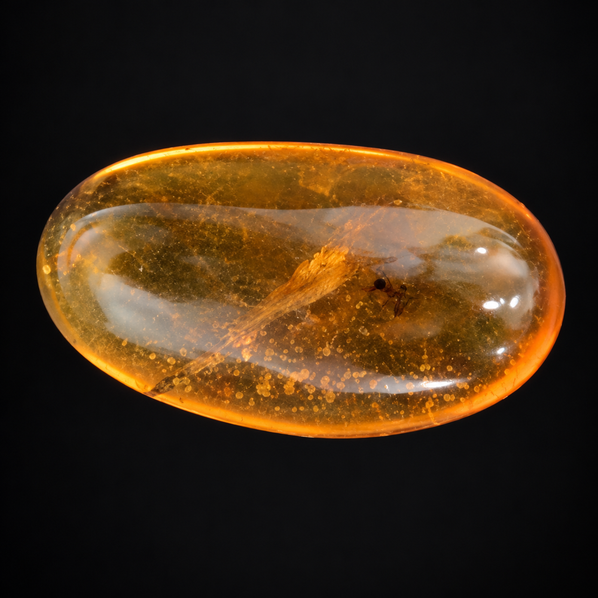 Authentic orange green Dominican amber mosquito insect stone 1.8g – photo 5