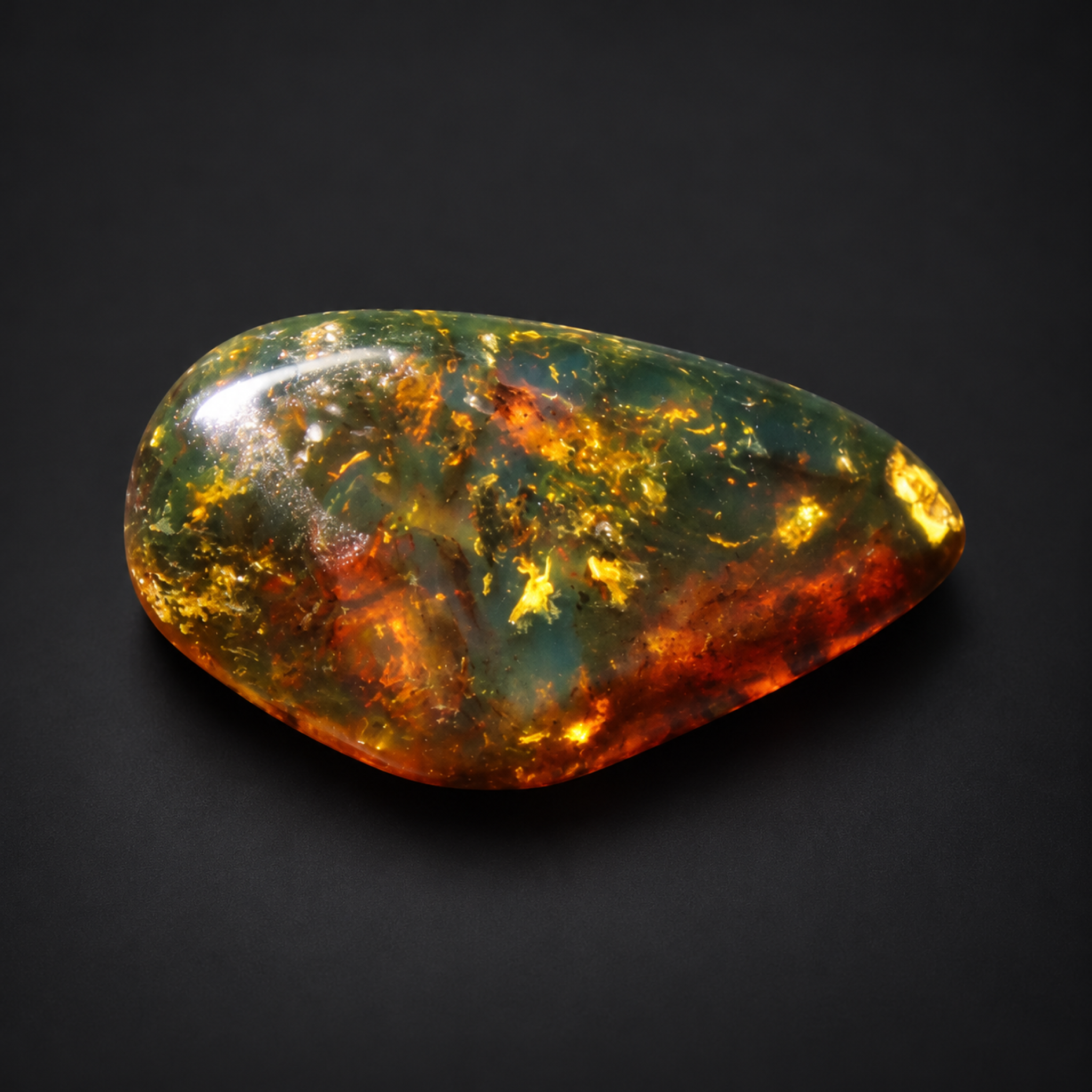 Authentic red orange green polished Dominican amber