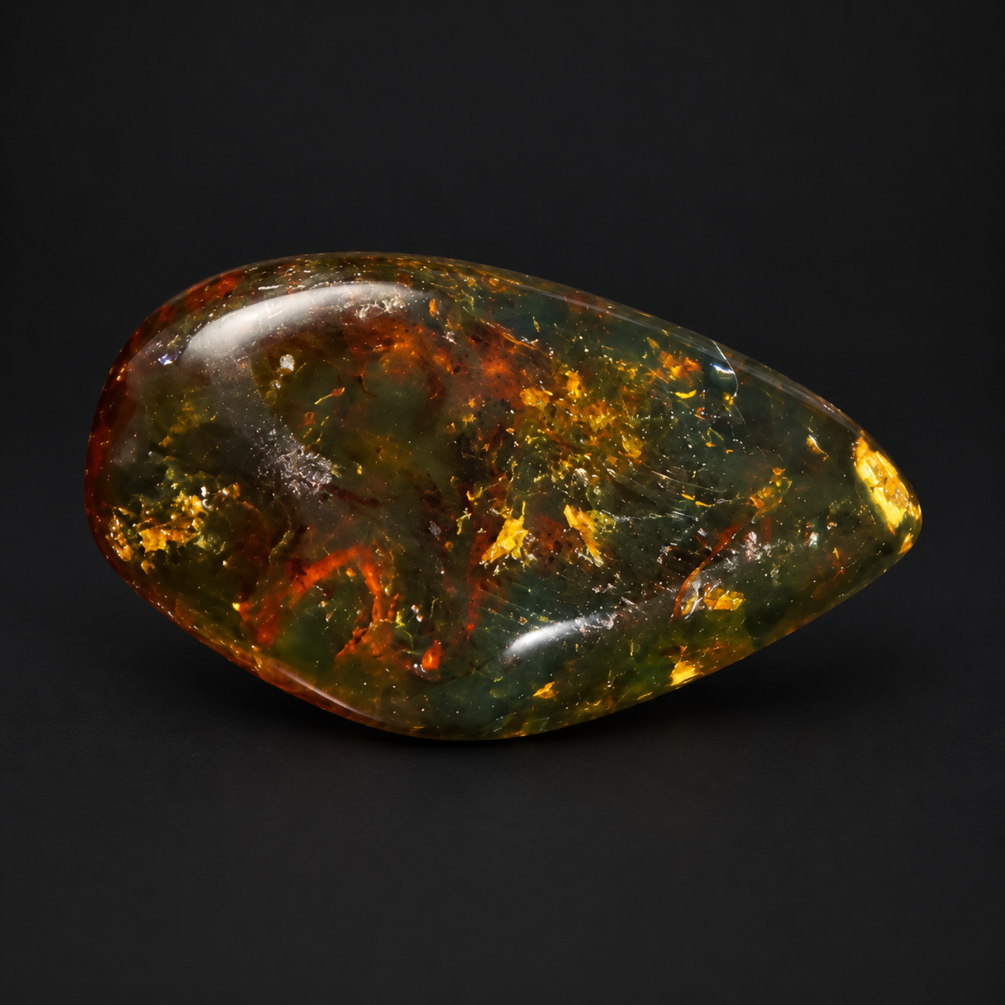 Authentic red orange green polished Dominican amber – photo 2