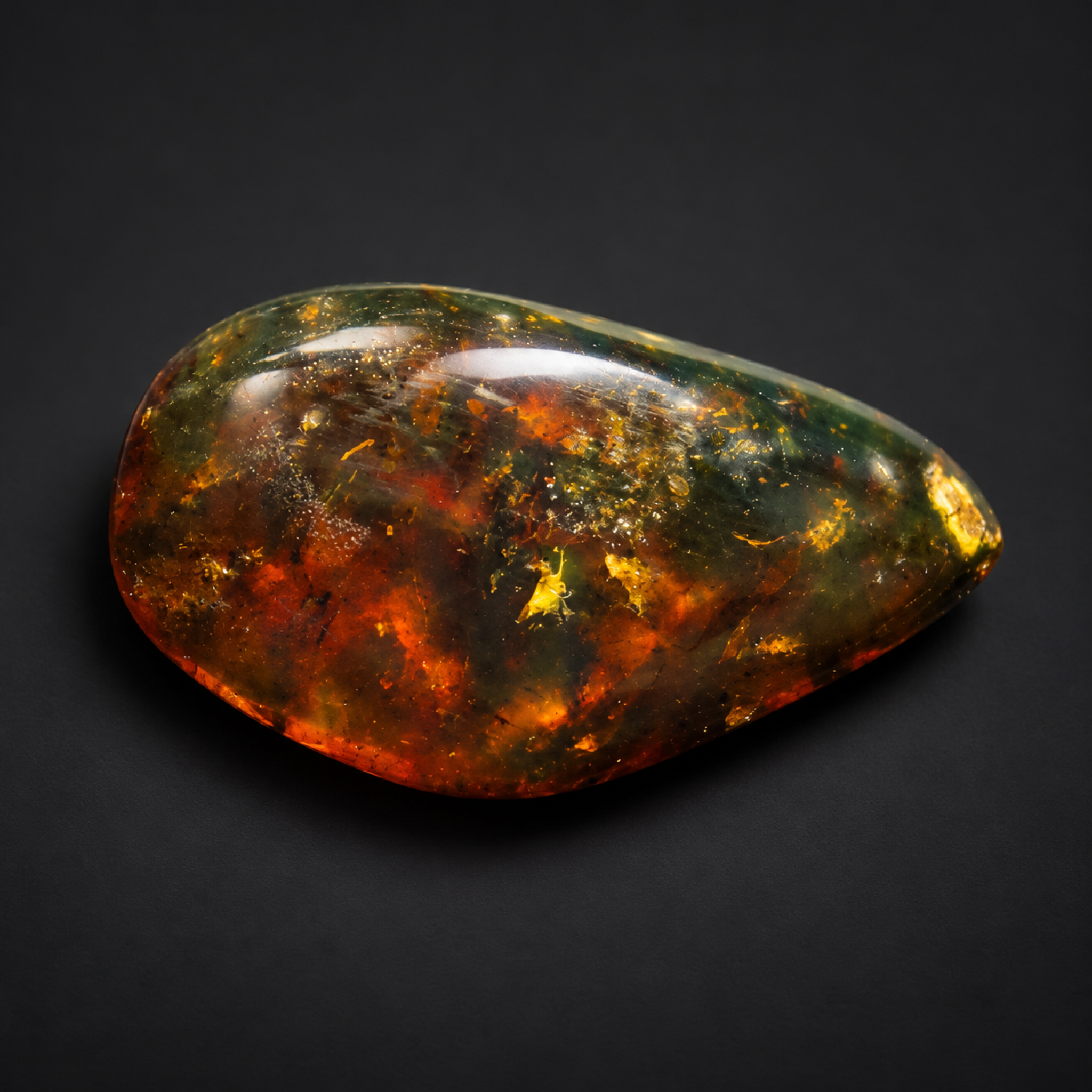 Authentic red orange green polished Dominican amber – photo 3