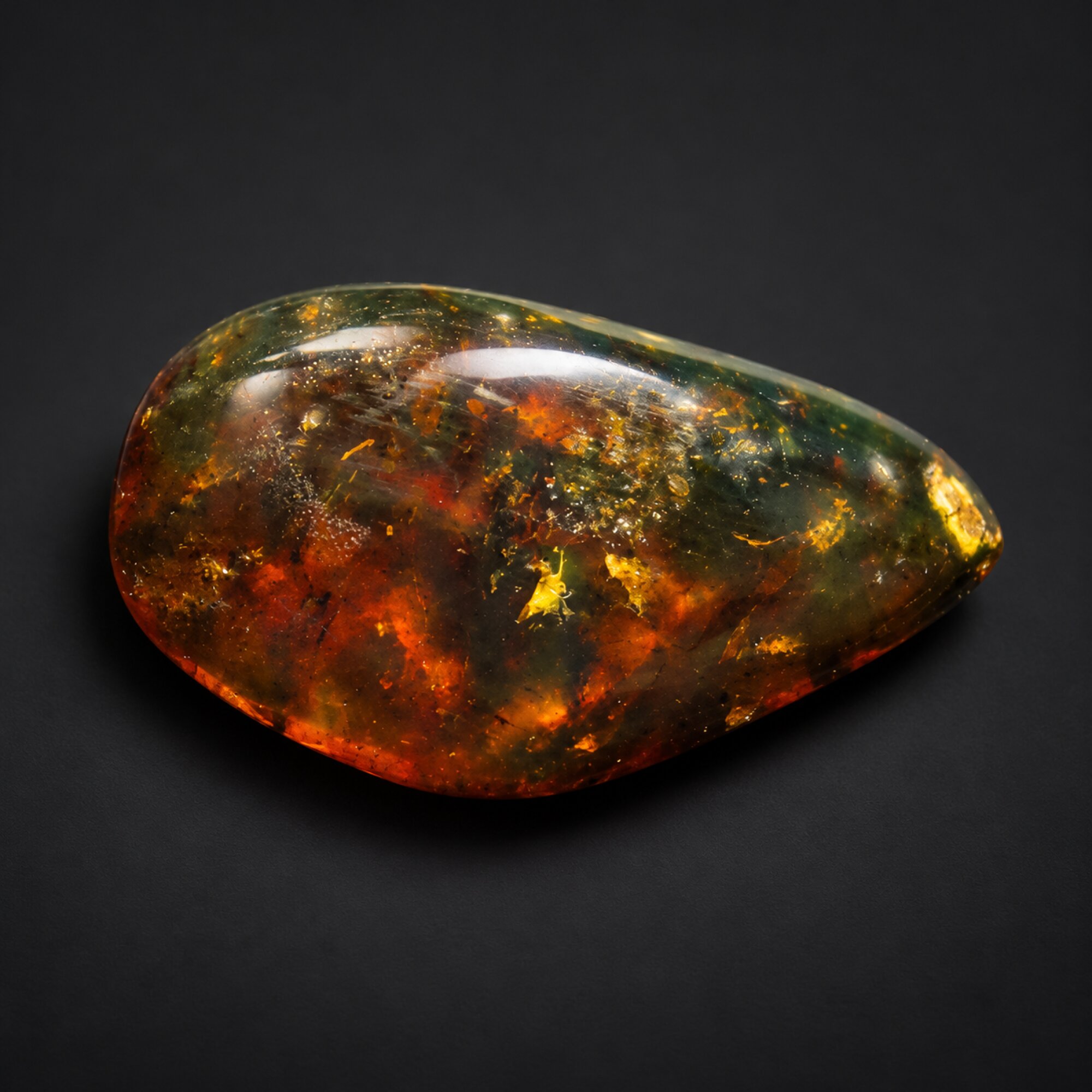 Authentic red orange green polished Dominican amber – photo 3