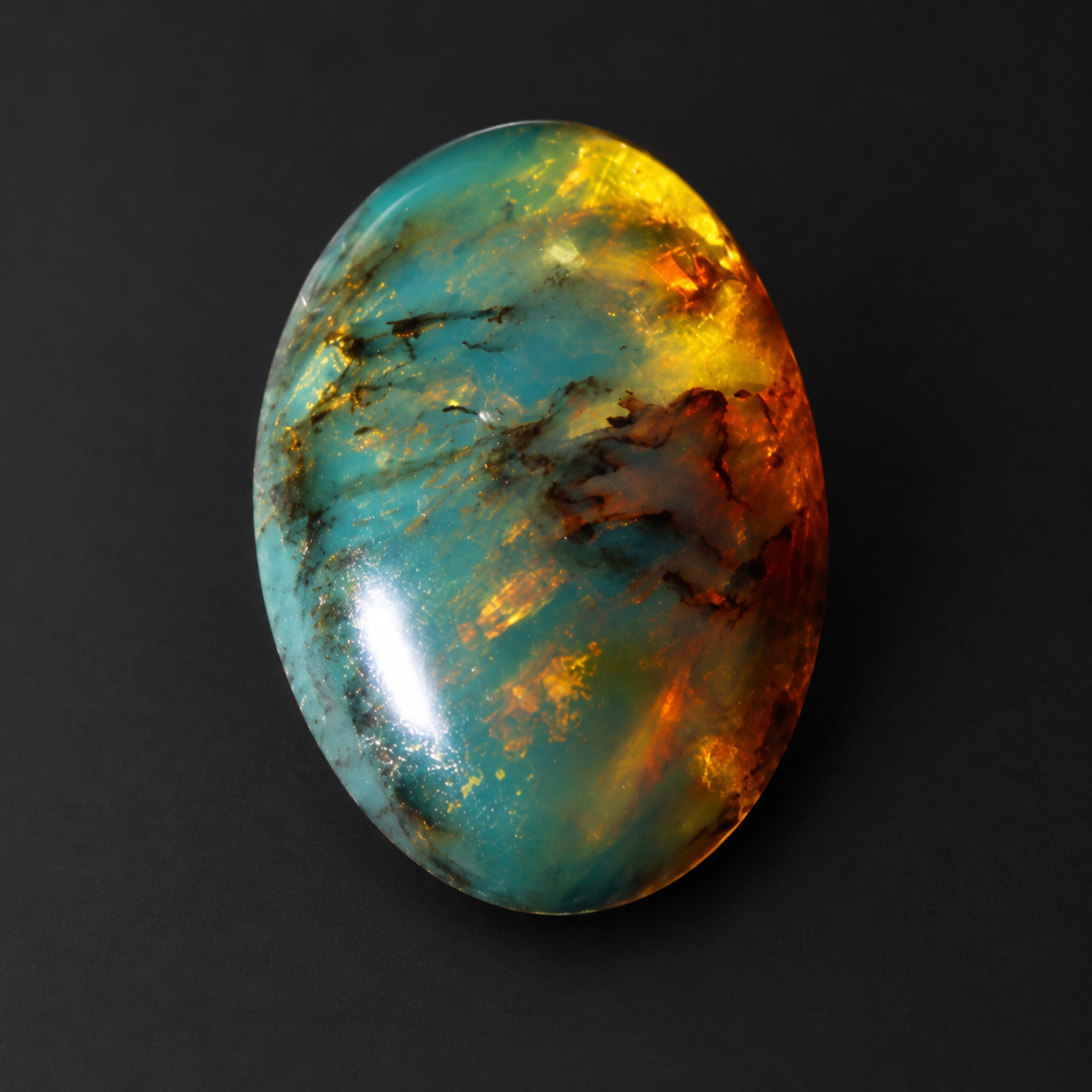 Natural deep bkue Dominican amber cabochon – photo 2