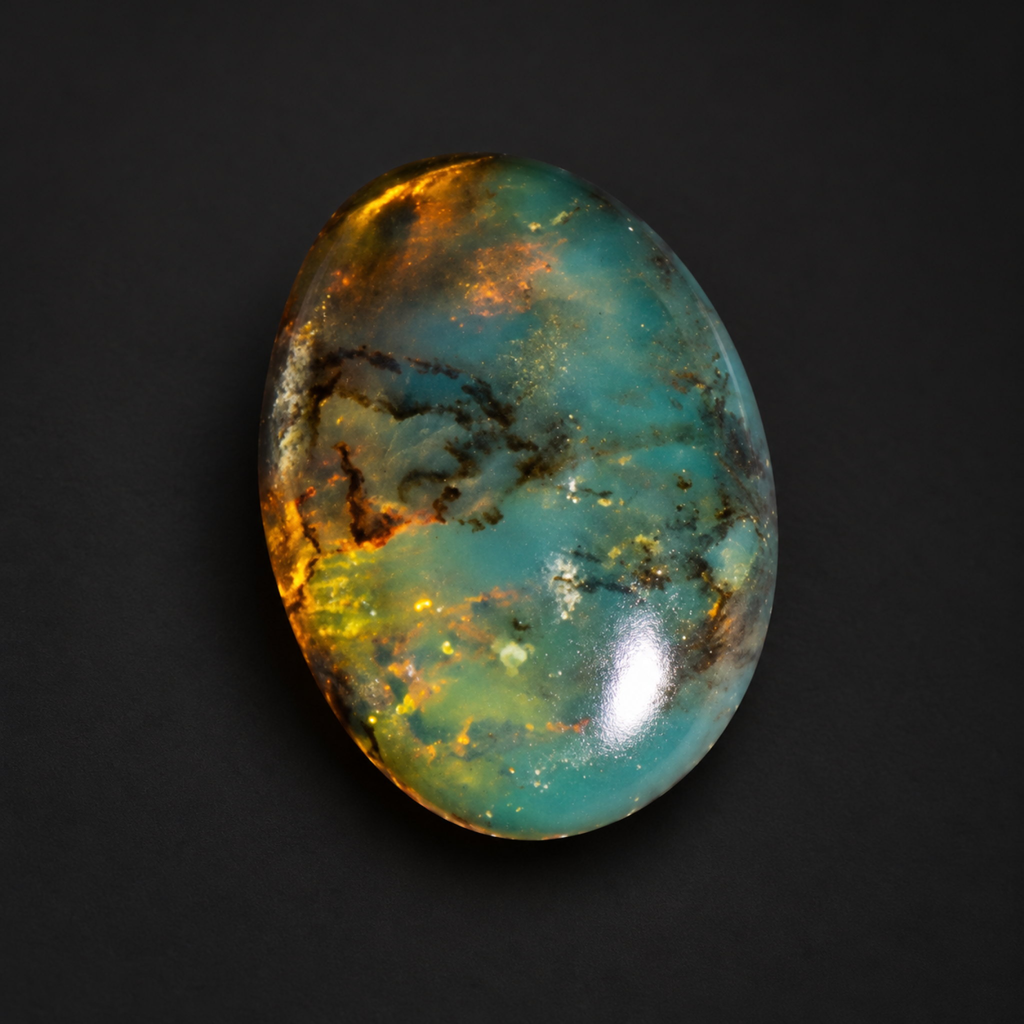 Natural deep bkue Dominican amber cabochon – photo 4