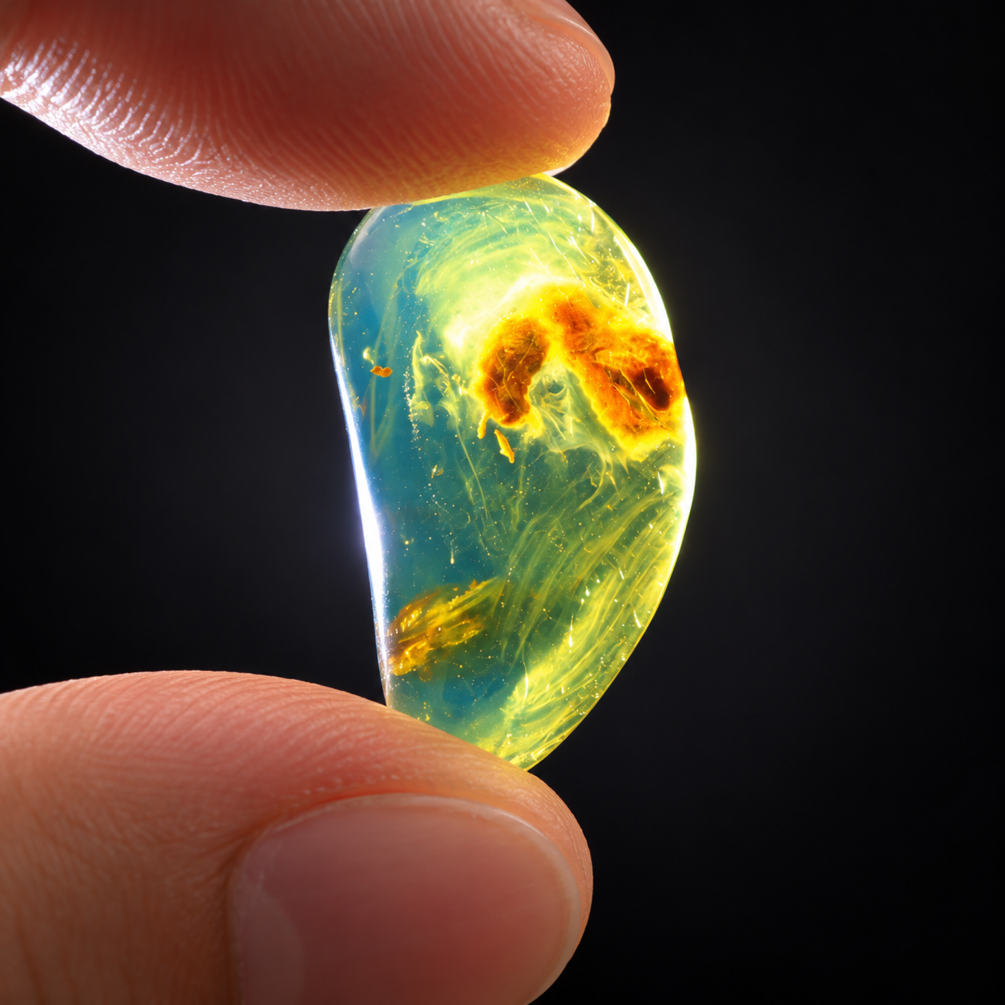 Untreated deep bkue Dominican amber cabochon – photo 5