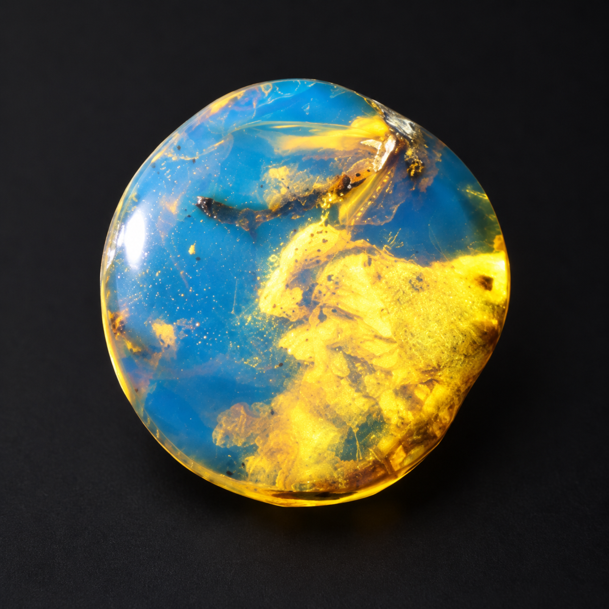 Untreated deep bkue Dominican amber cabochon – photo 2