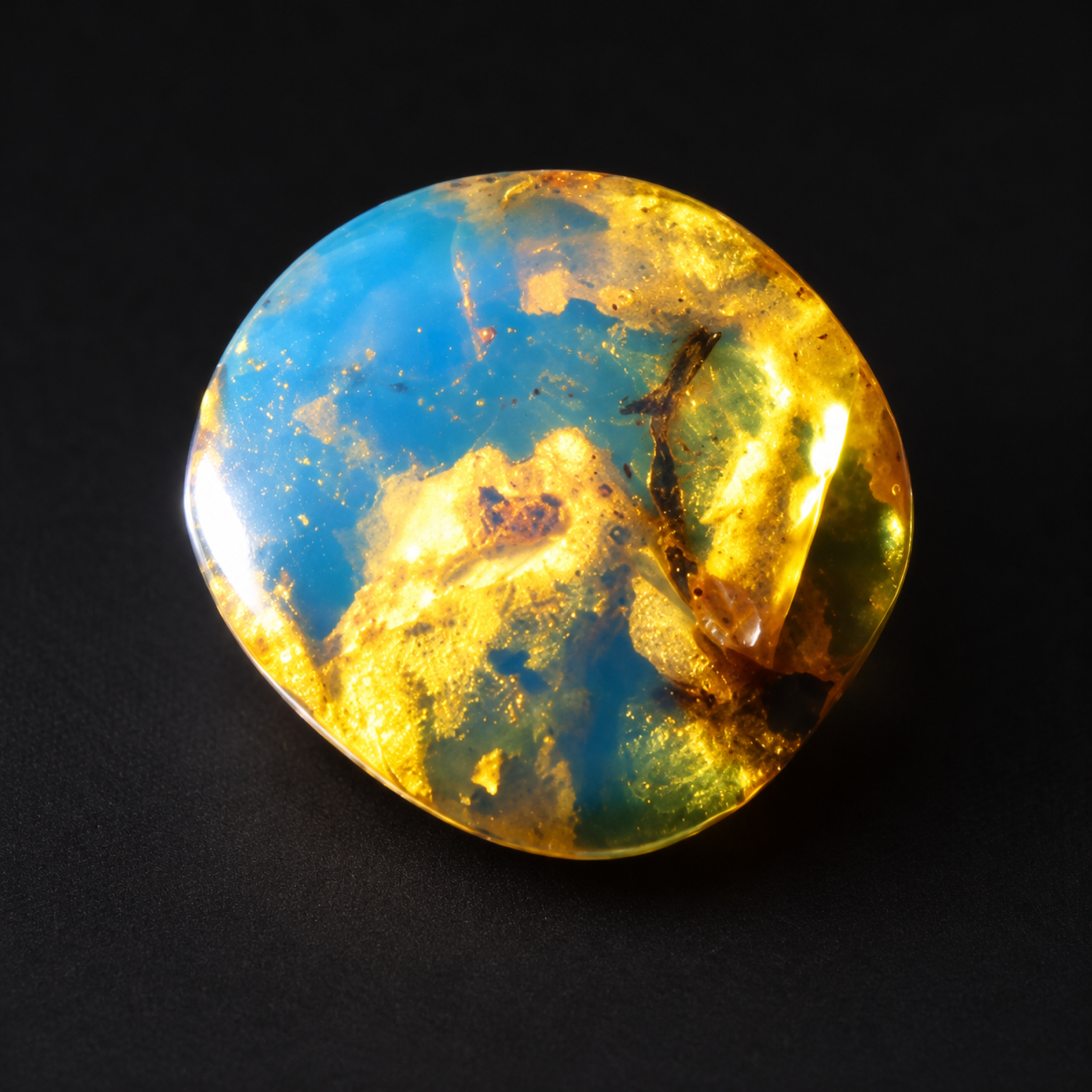 Untreated deep bkue Dominican amber cabochon – photo 3