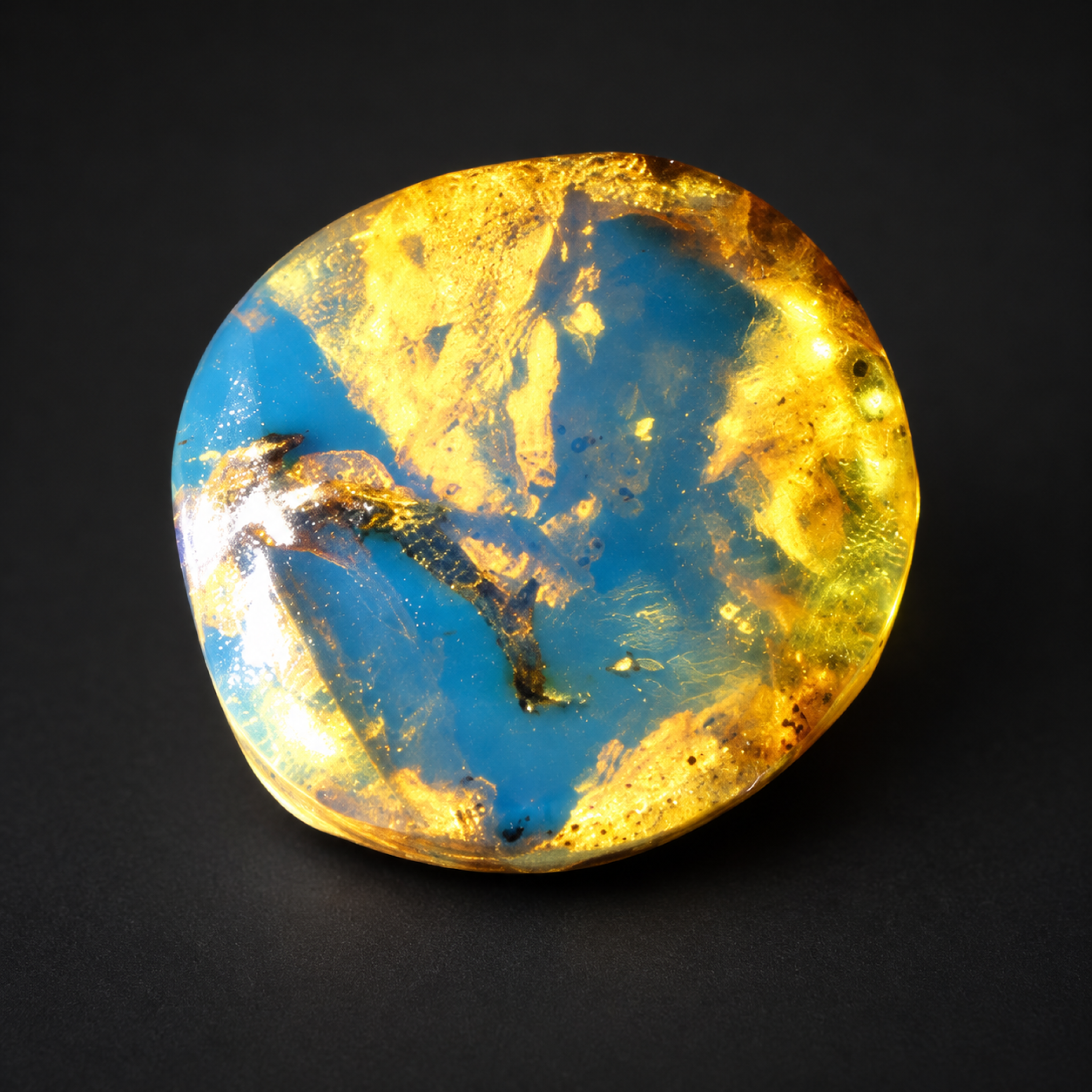 Untreated deep bkue Dominican amber cabochon – photo 4