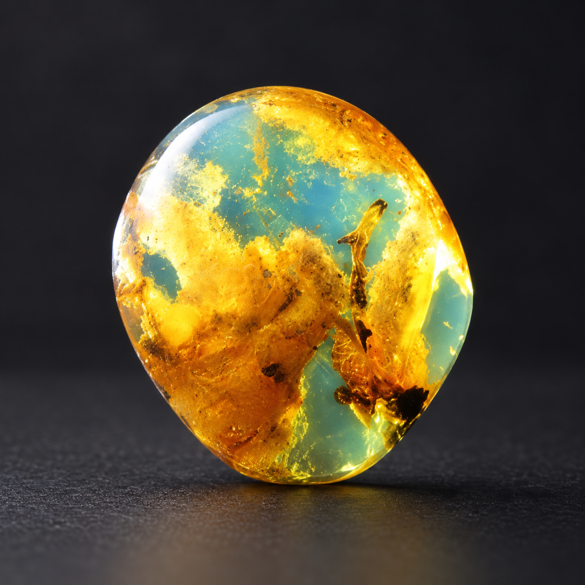 Untreated deep bkue Dominican amber cabochon – photo 5