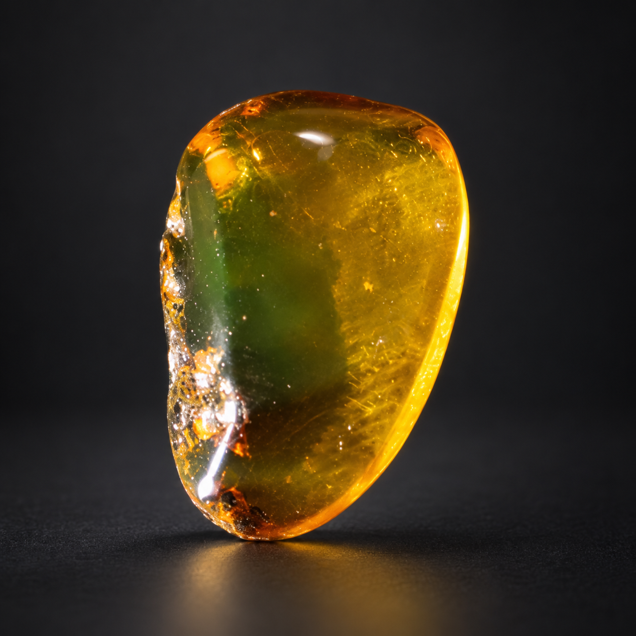 Untreated green yellow Dominican amber cabochon – photo 3