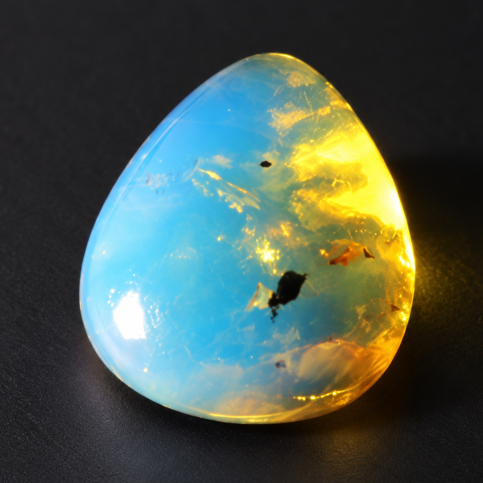 Untreated sky blue Dominican amber cabochon