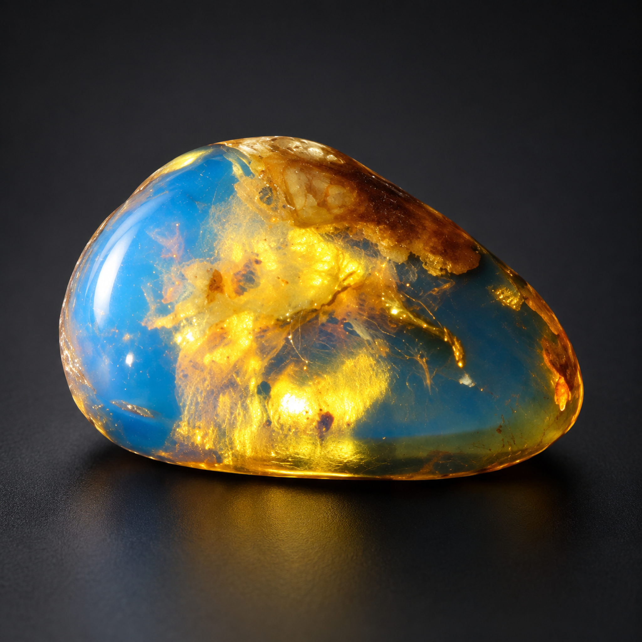 Untreated deep blue Dominican amber cabochon – photo 2