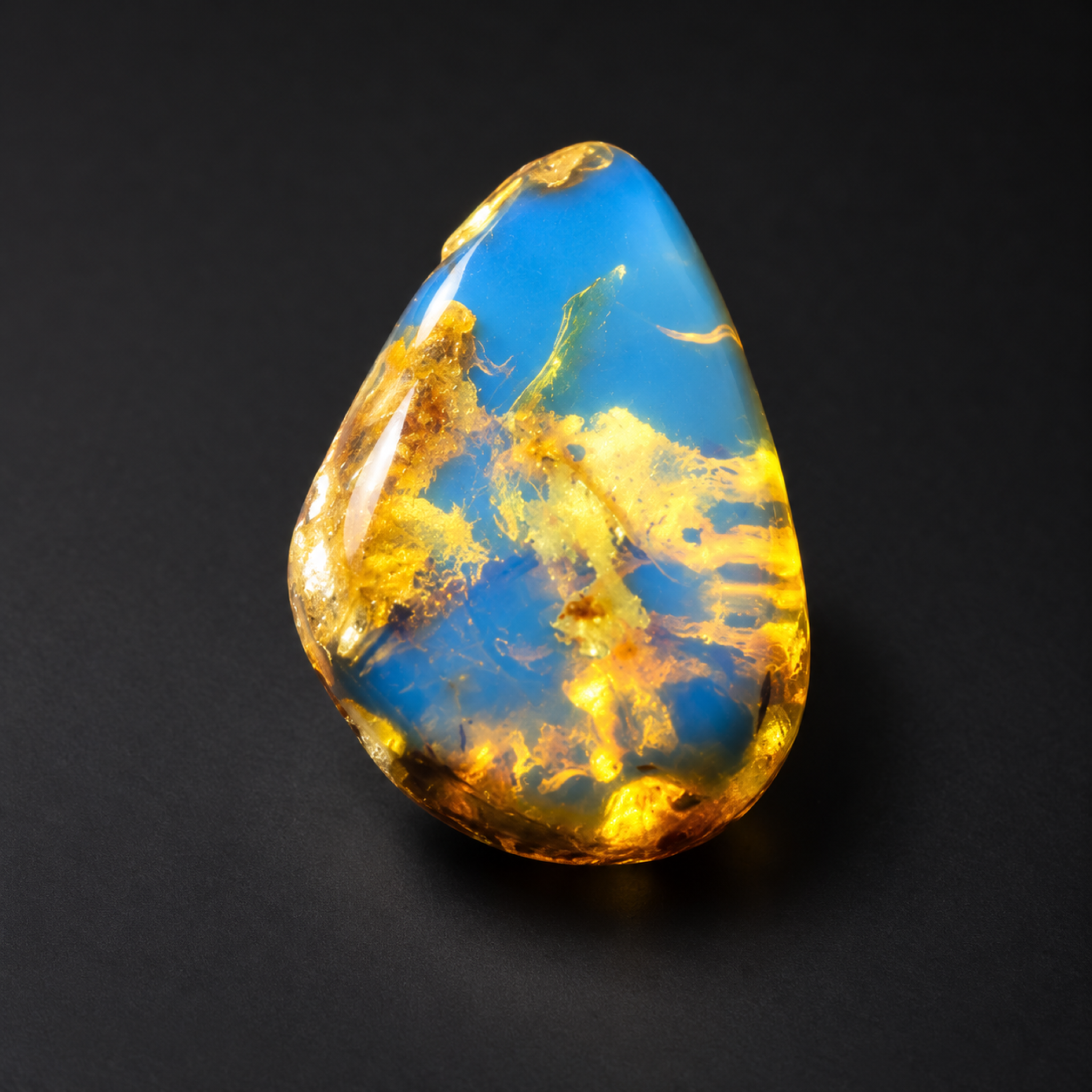Untreated deep blue Dominican amber cabochon – photo 4