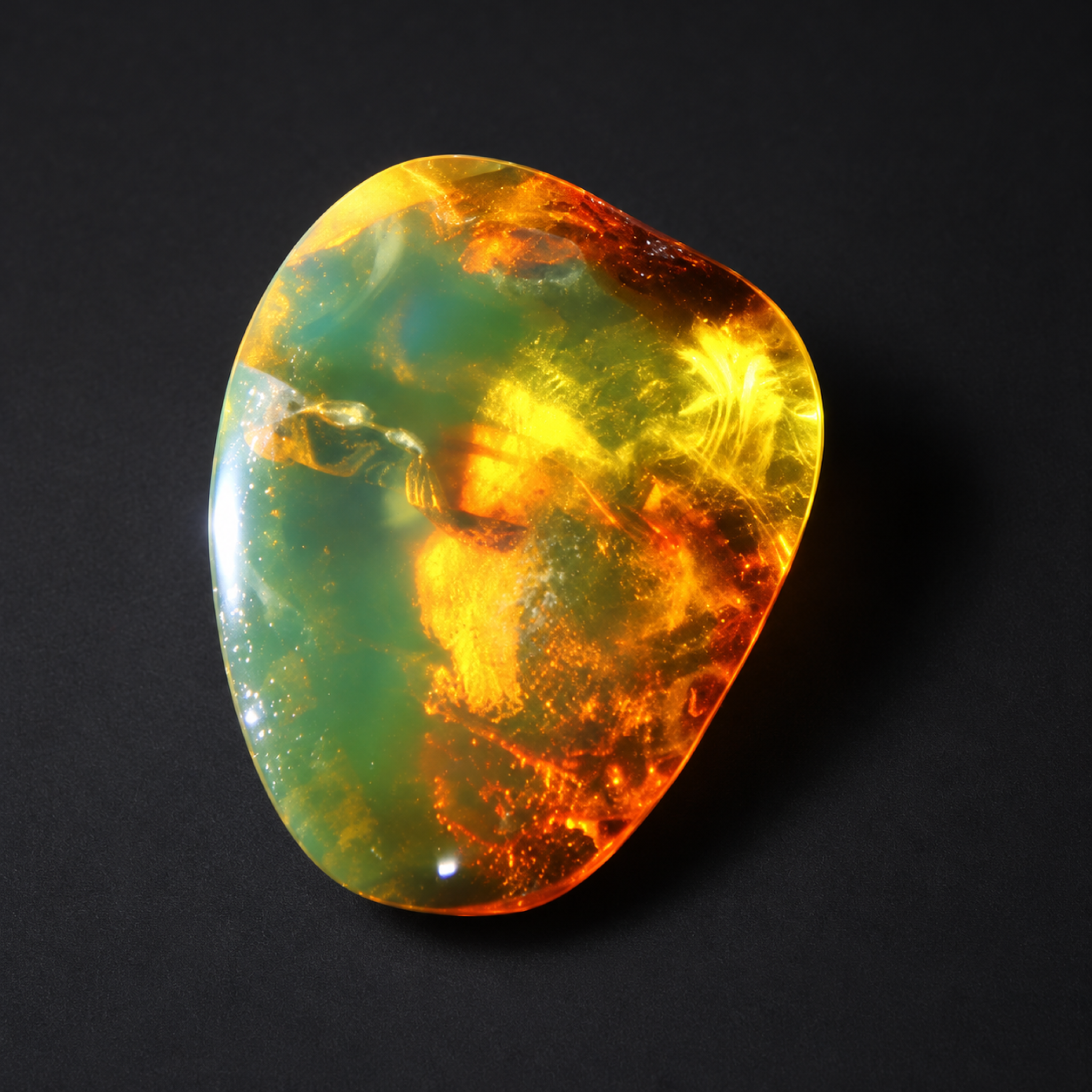 Genuine orange green Dominican amber cabochon – photo 2