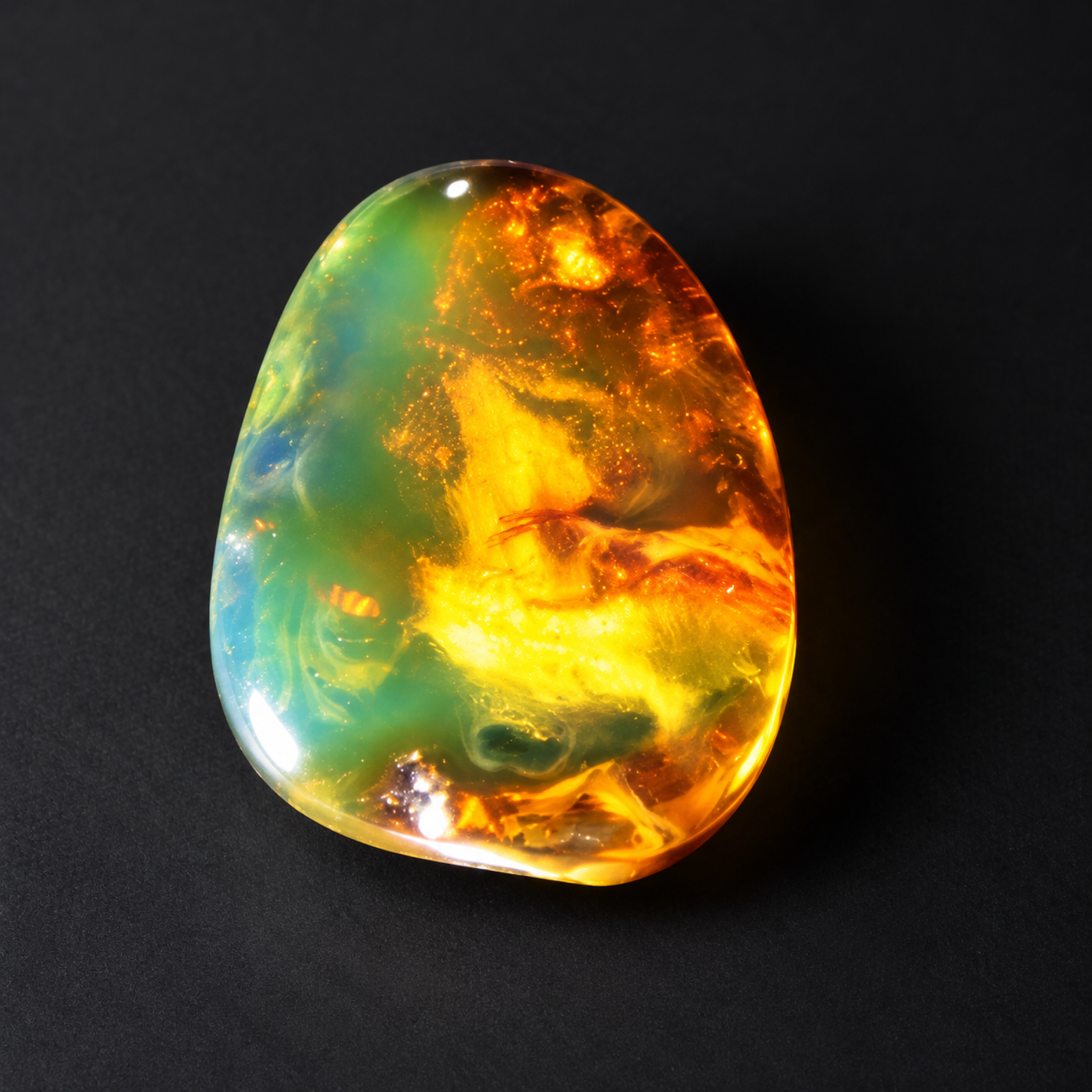 Genuine orange green Dominican amber cabochon – photo 3