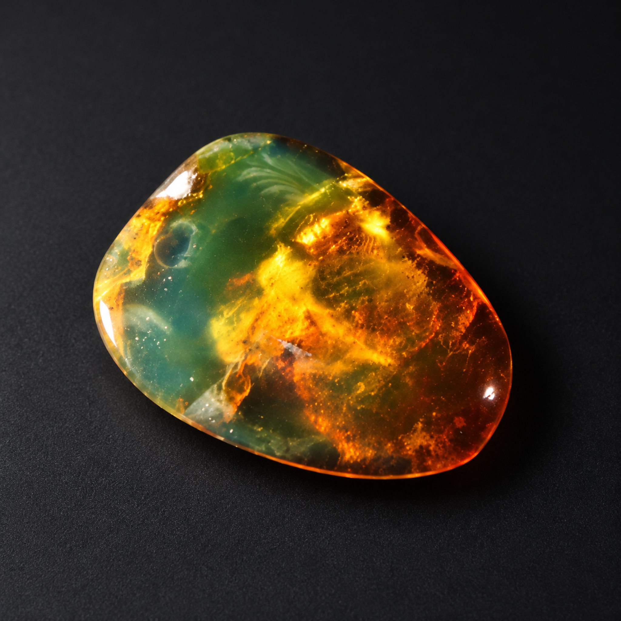 Genuine orange green Dominican amber cabochon – photo 6