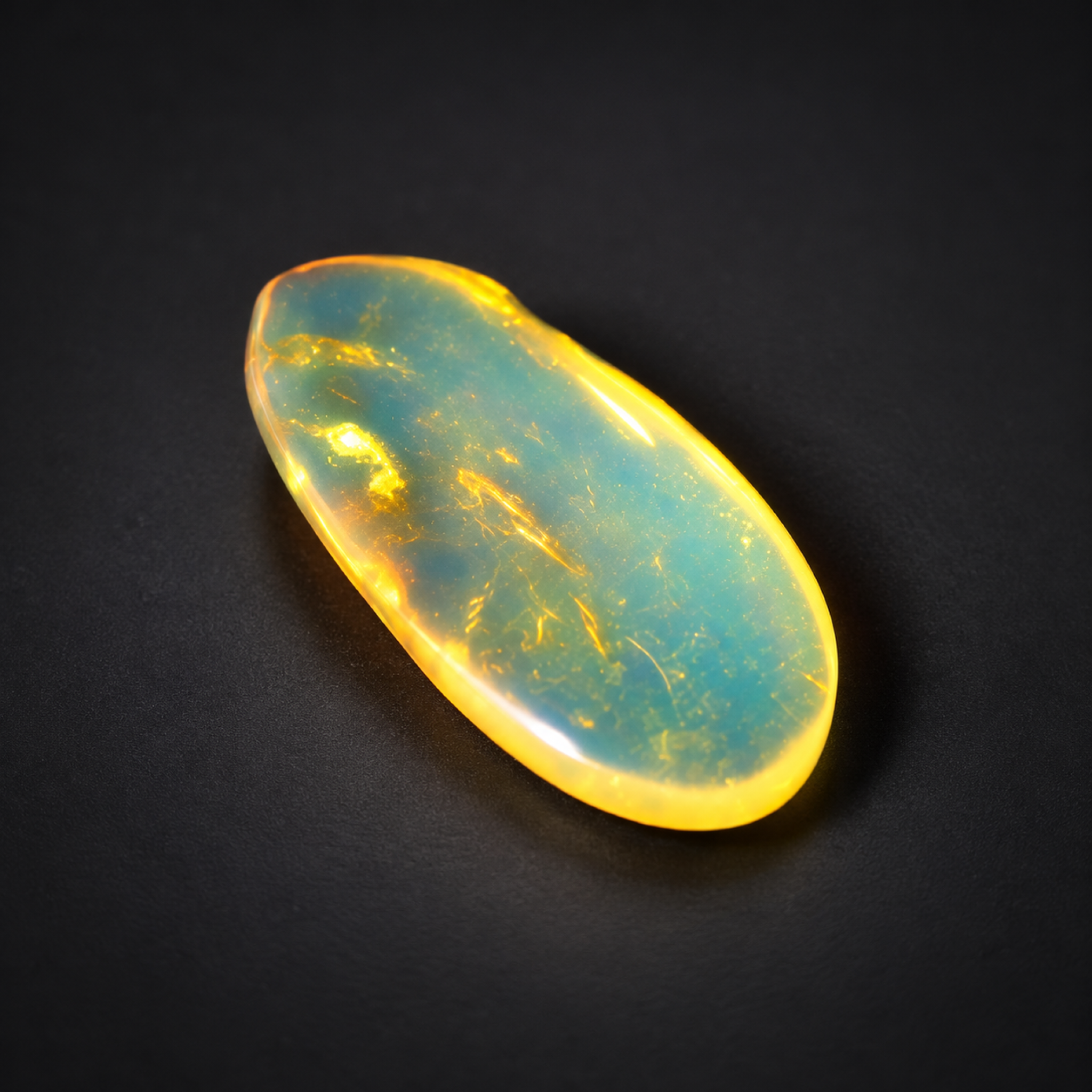 Untreated sky blue Dominican amber cabochon – photo 9