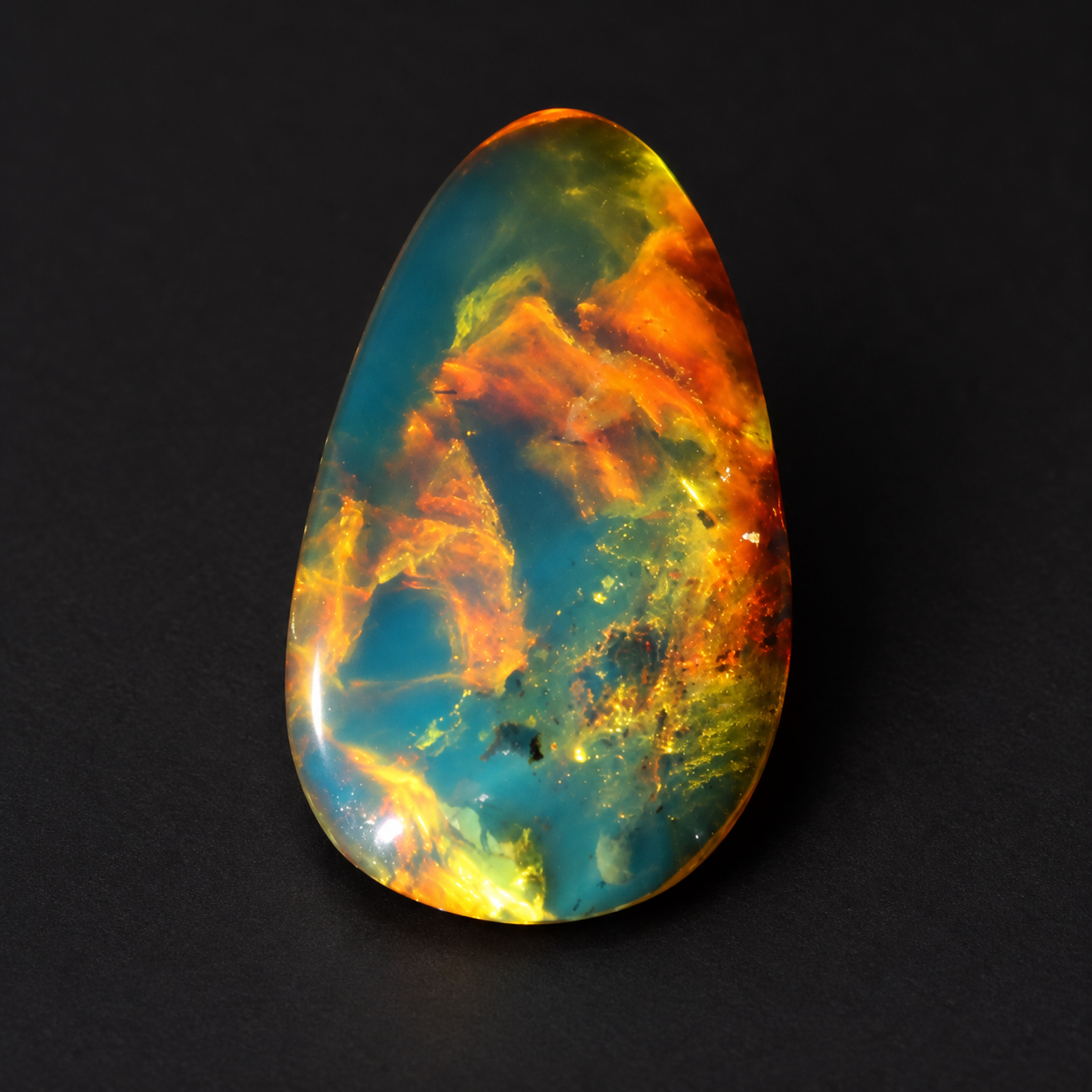 Nature created sky blue Dominican amber cabochon