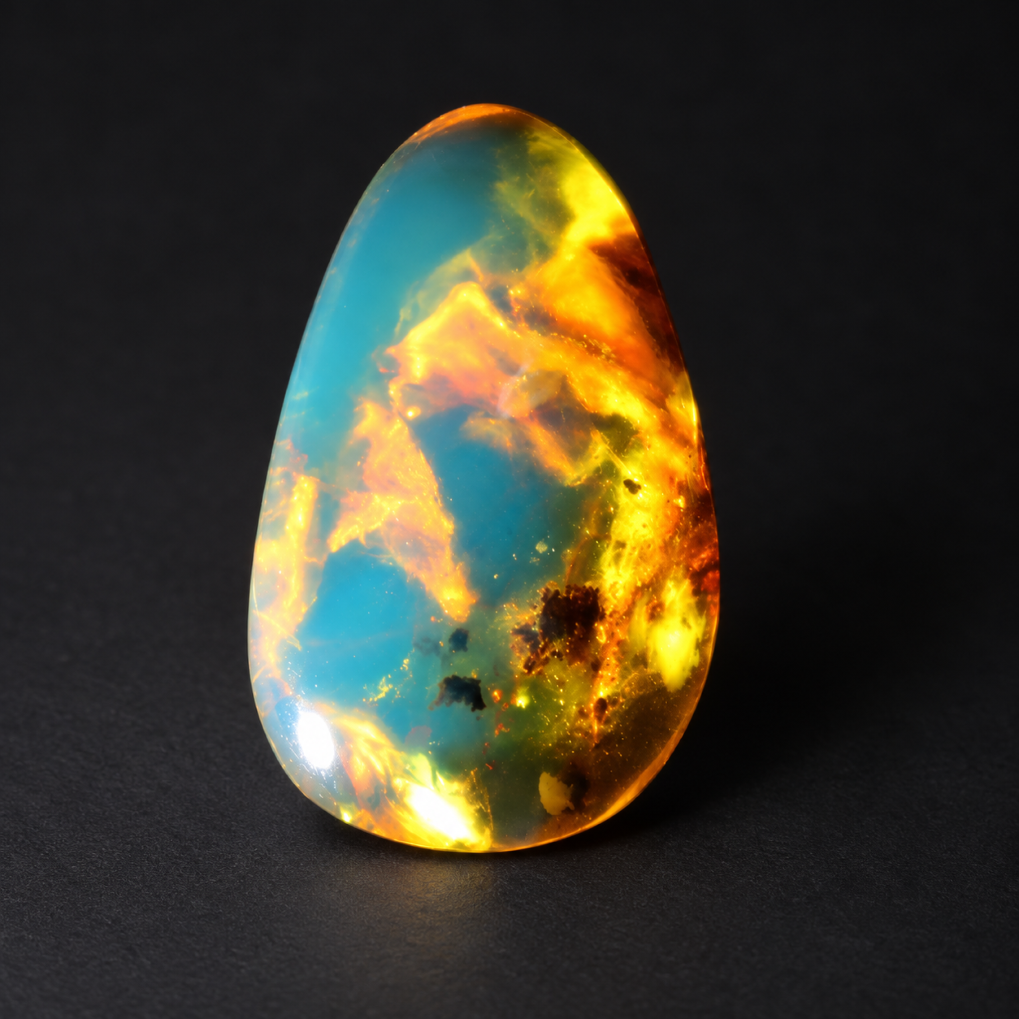Nature created sky blue Dominican amber cabochon – photo 4