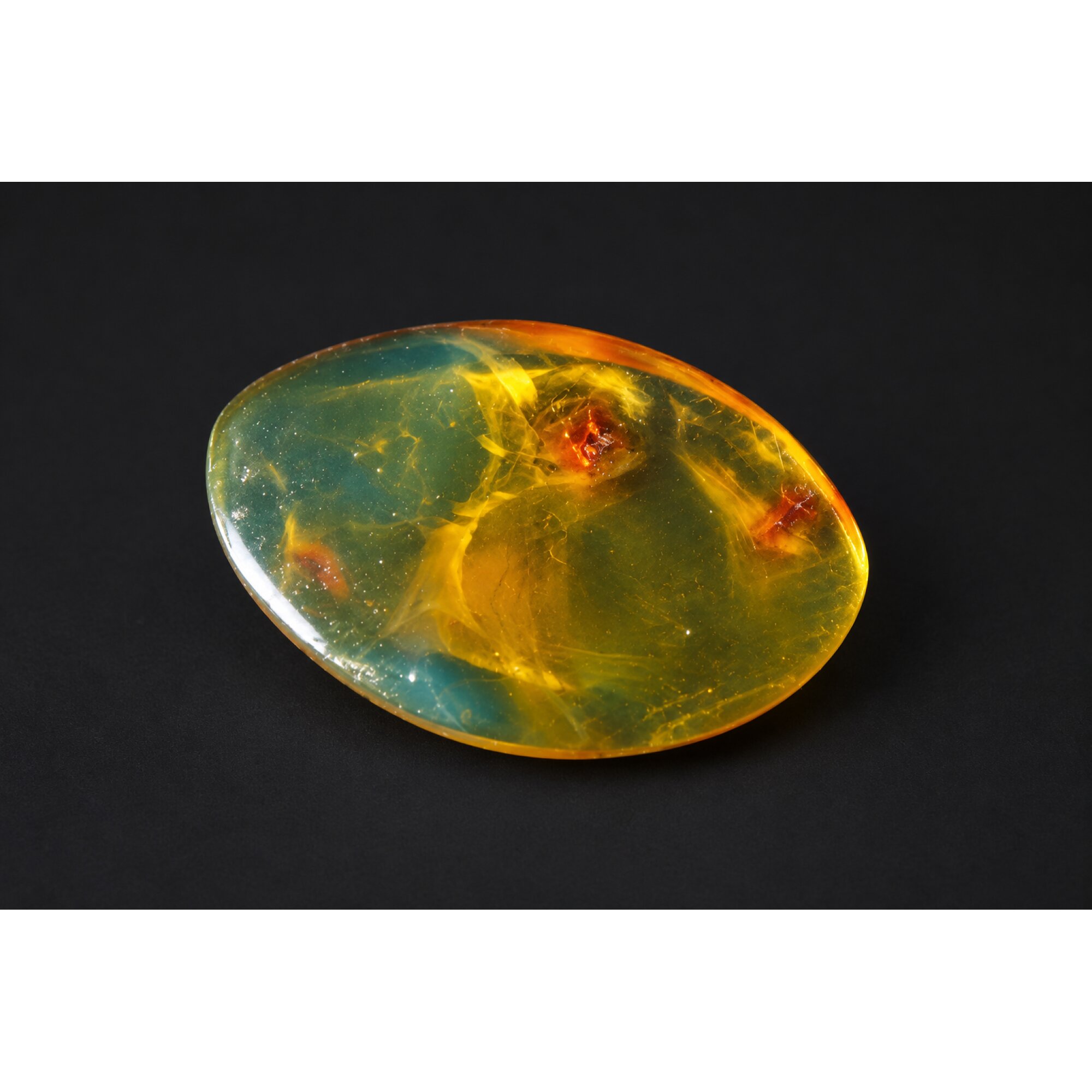 Nature created orange green Dominican amber cabochon – photo 2