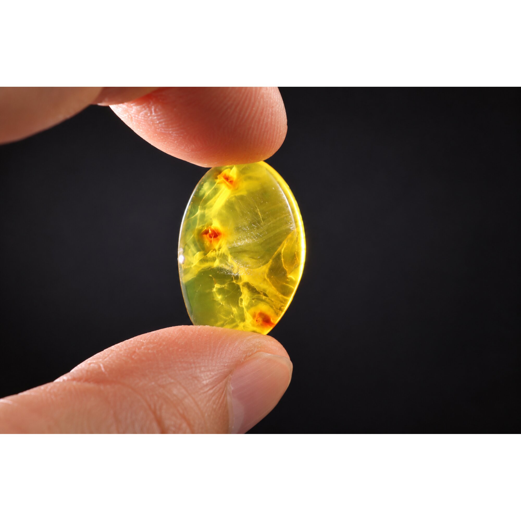 Nature created orange green Dominican amber cabochon – photo 5