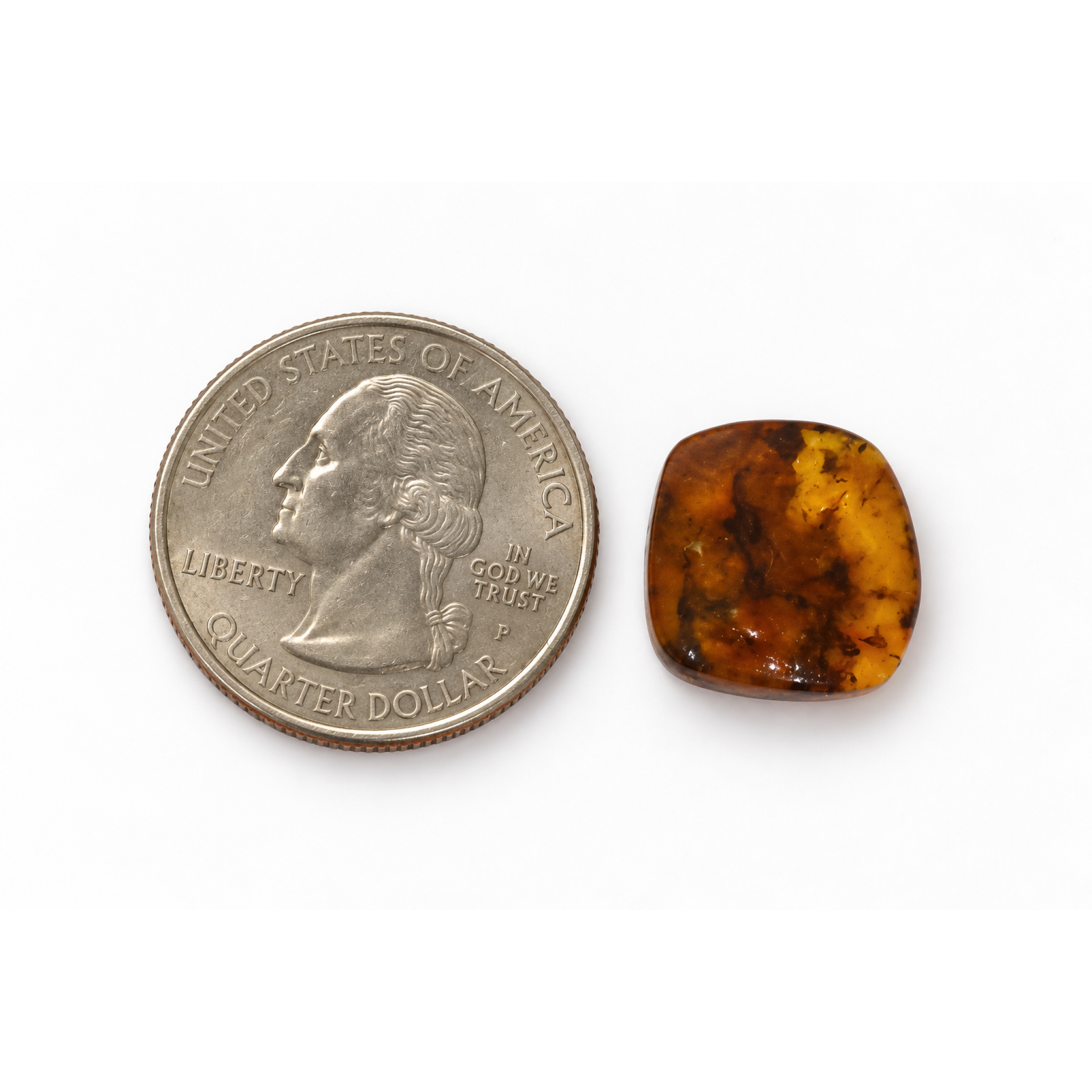 Nature created orange yellow Dominican amber cabochon – photo 5