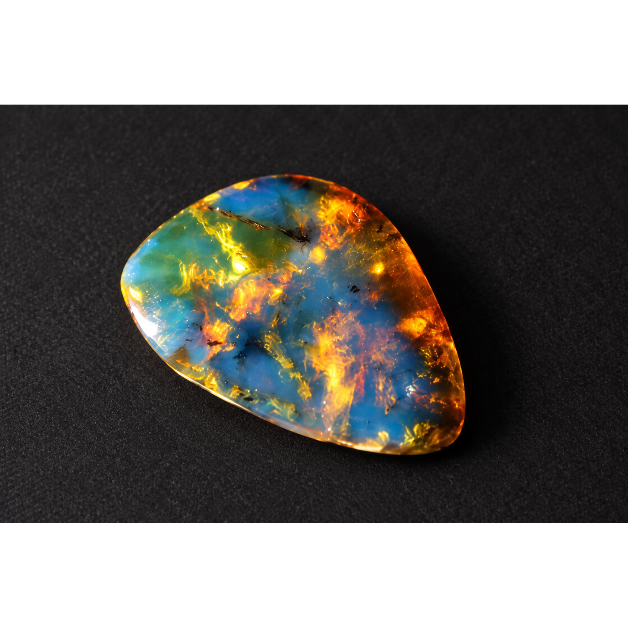 Nature created orange blue Dominican amber cabochon – photo 2