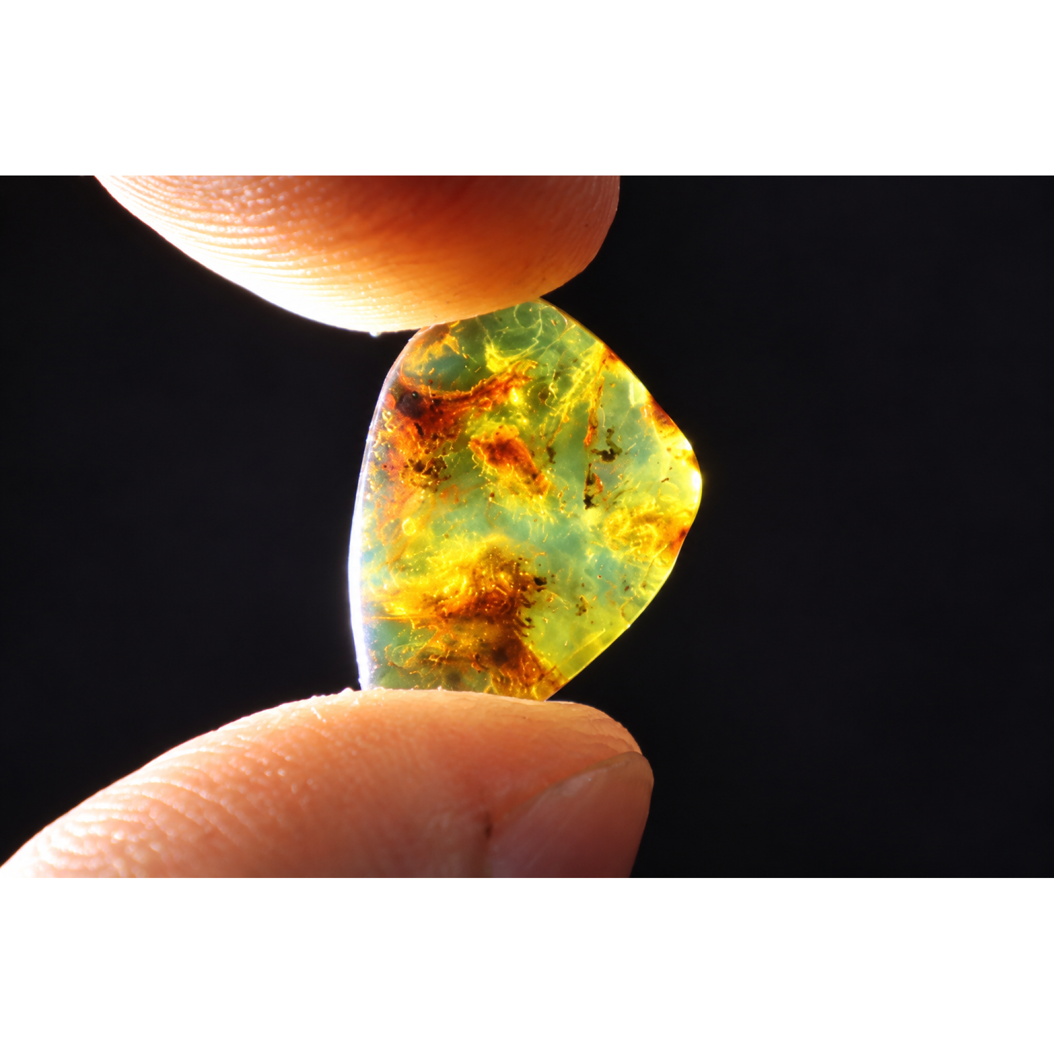 Nature created orange blue Dominican amber cabochon – photo 5