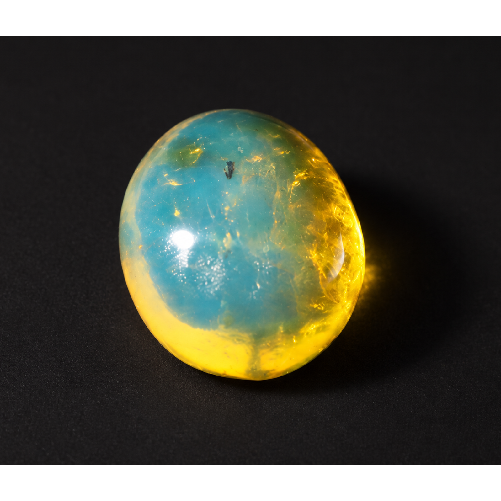 Nature created deep blue Dominican amber cabochon