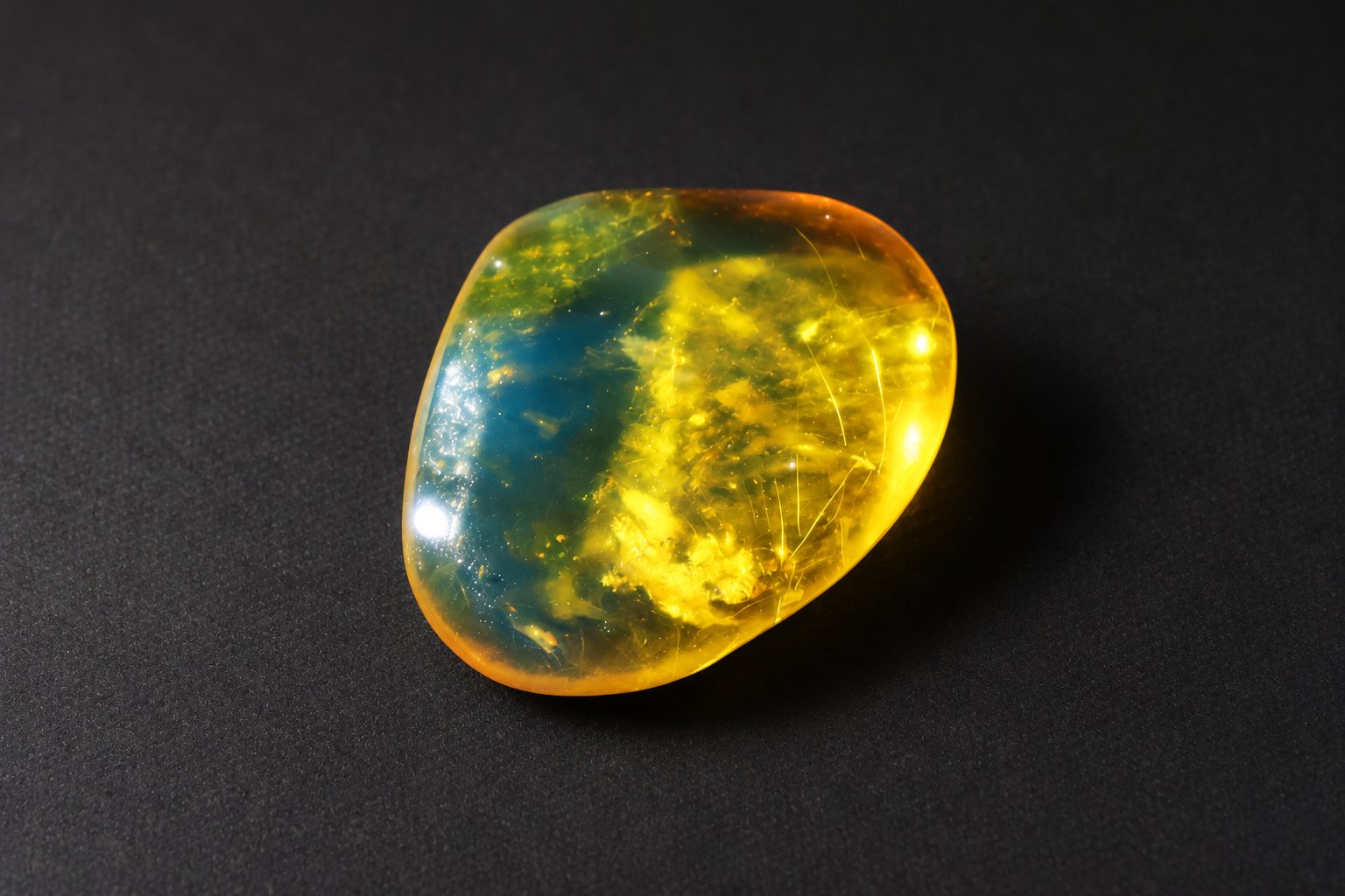Genuine light blue polished Dominican amber