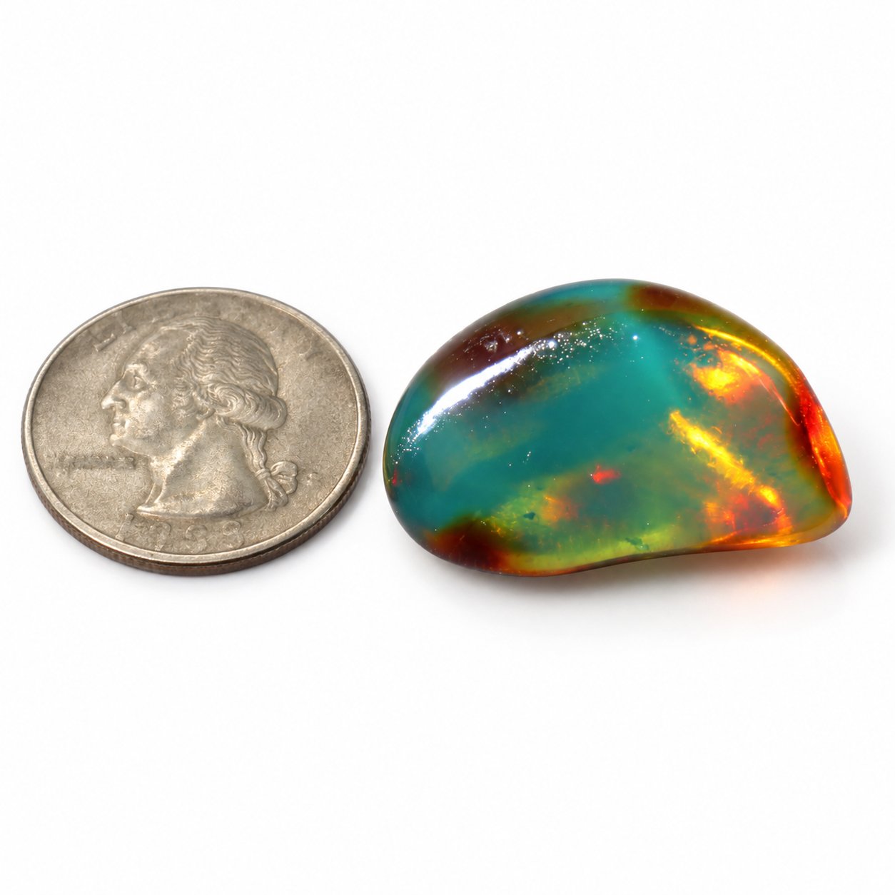 Genuine deep blue polished Dominican amber 30mm – photo 5