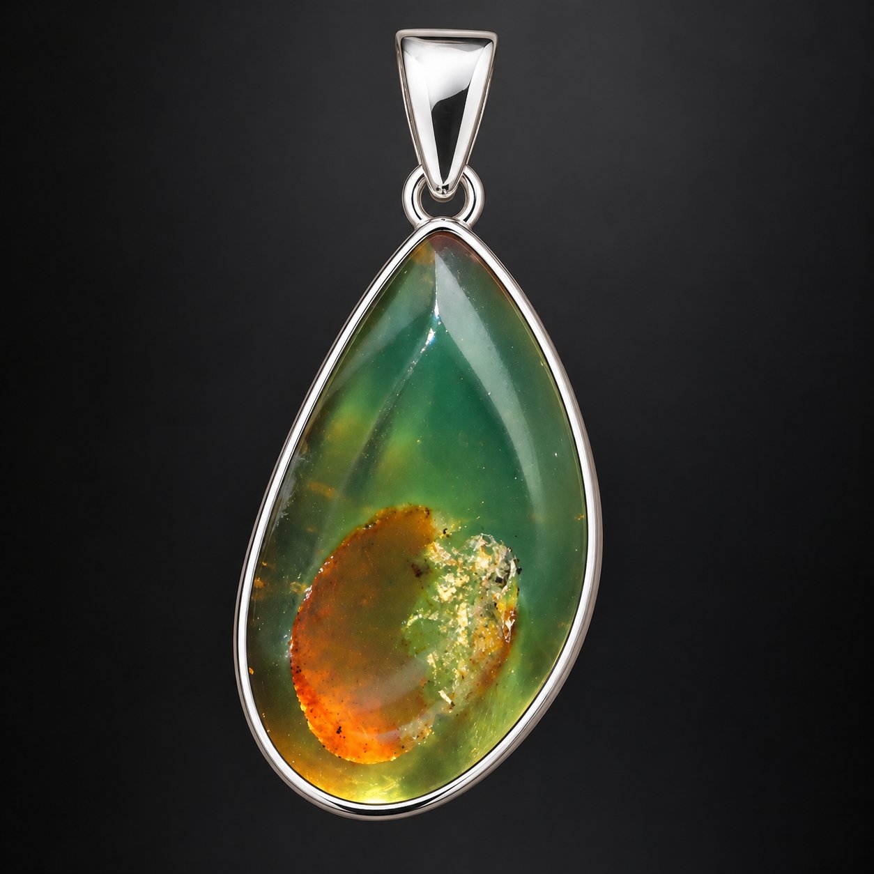 Real orange green polished Dominican amber 31mm – photo 4