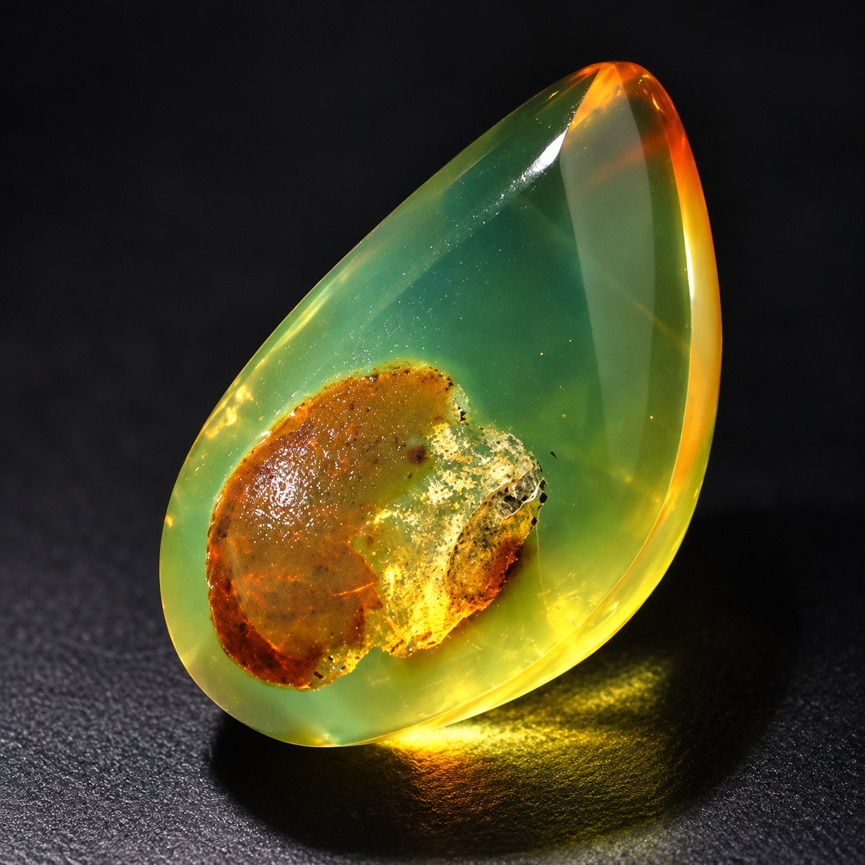 Real orange green polished Dominican amber 31mm – photo 8
