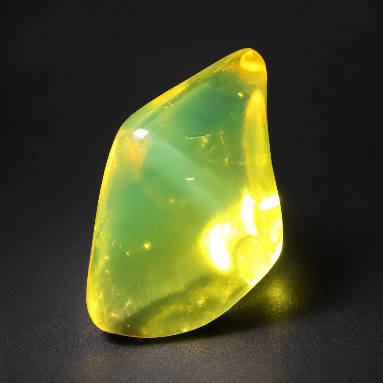 Real olive green polished Dominican amber 35mm – photo 10