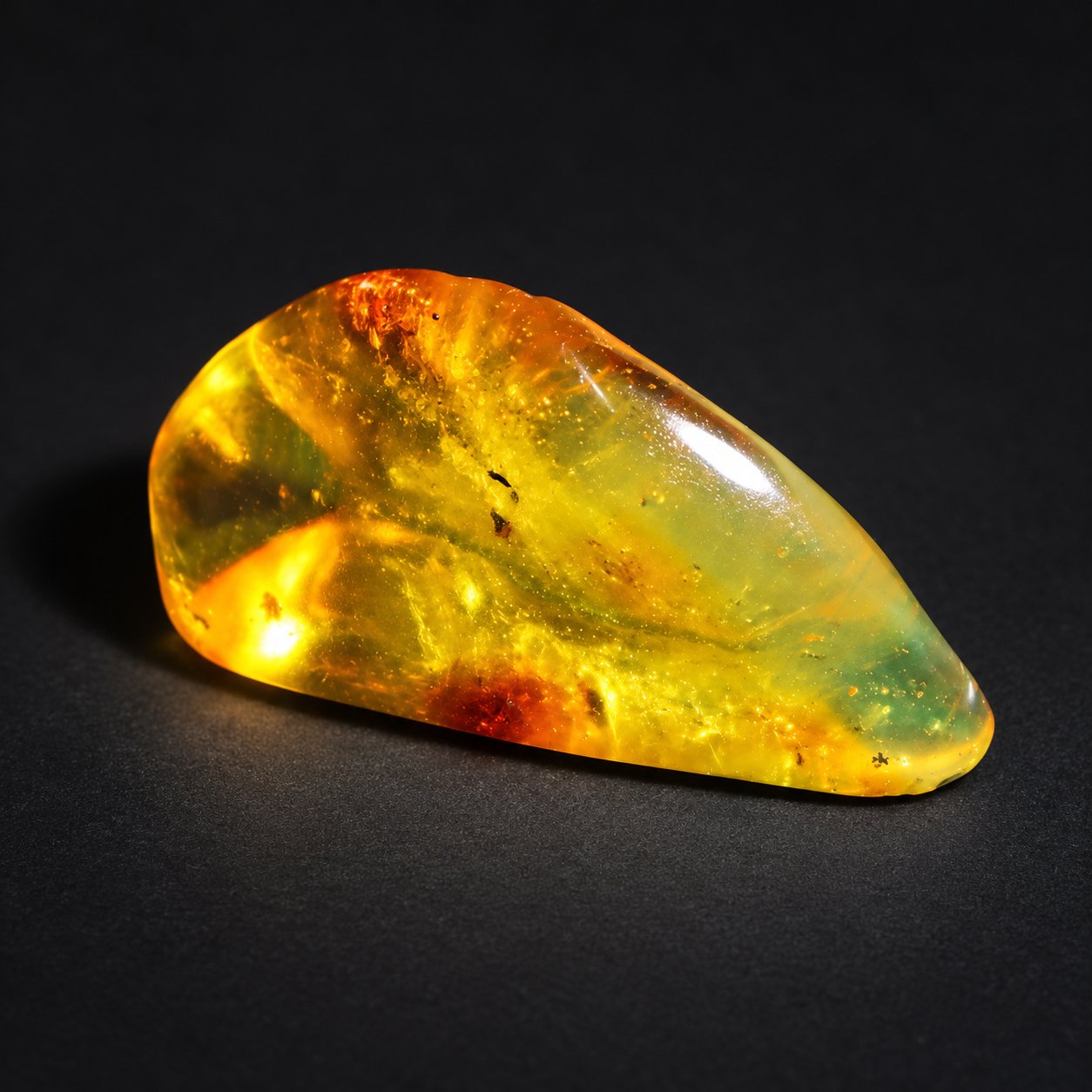 Real orange green polished Dominican amber 39mm – photo 9